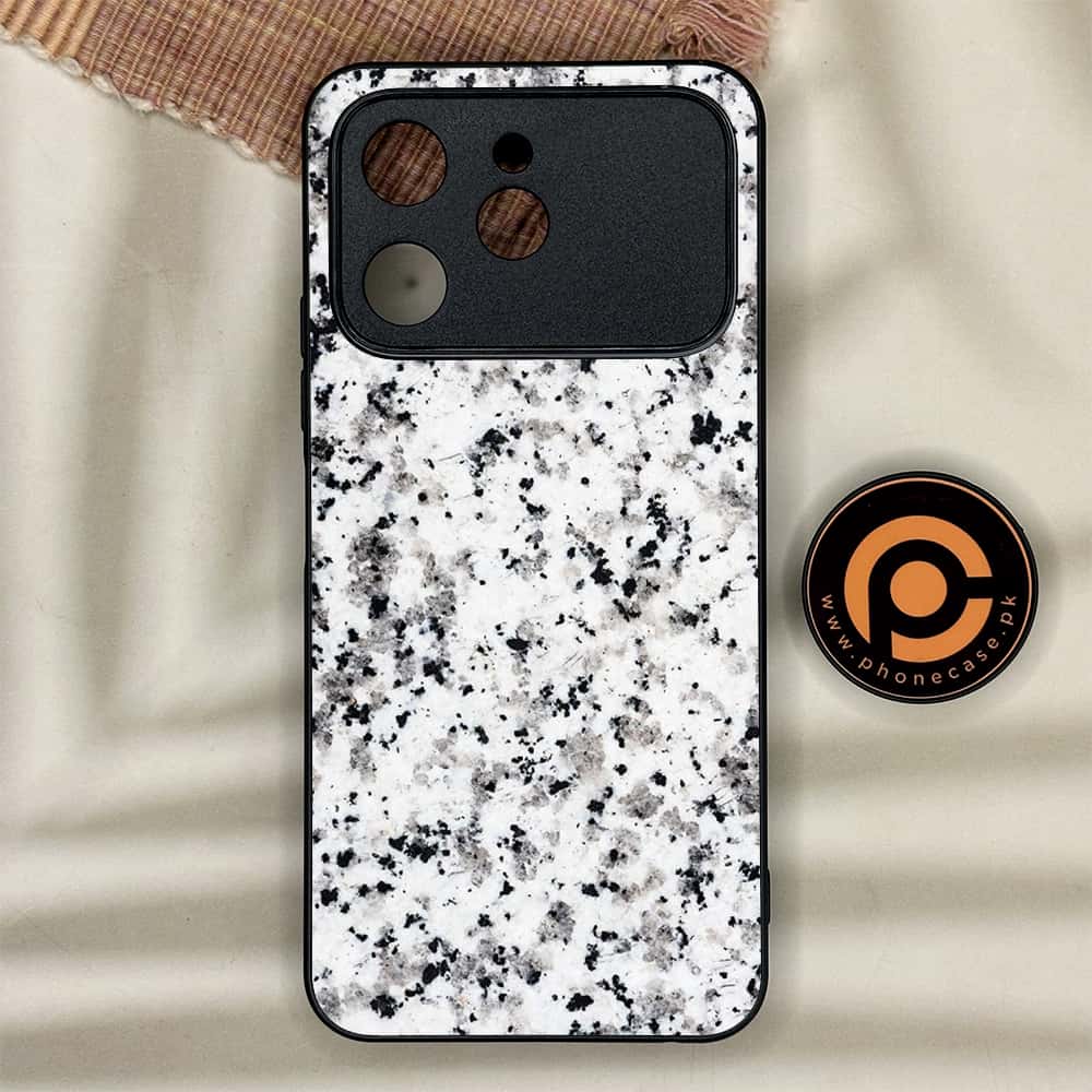 Tecno Spark 40 - White Marble Series - Premium Metal Printed soft Bumper shock Proof Case