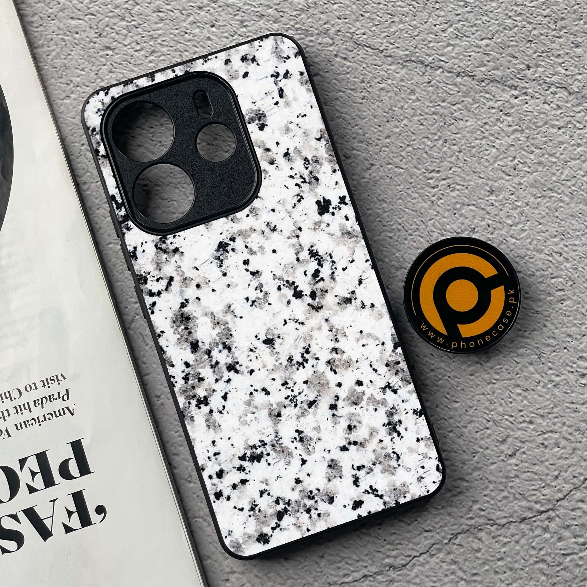 Xiaomi Redmi Note 14 - White Marble Series - Premium Printed Glass soft Bumper shock Proof Case