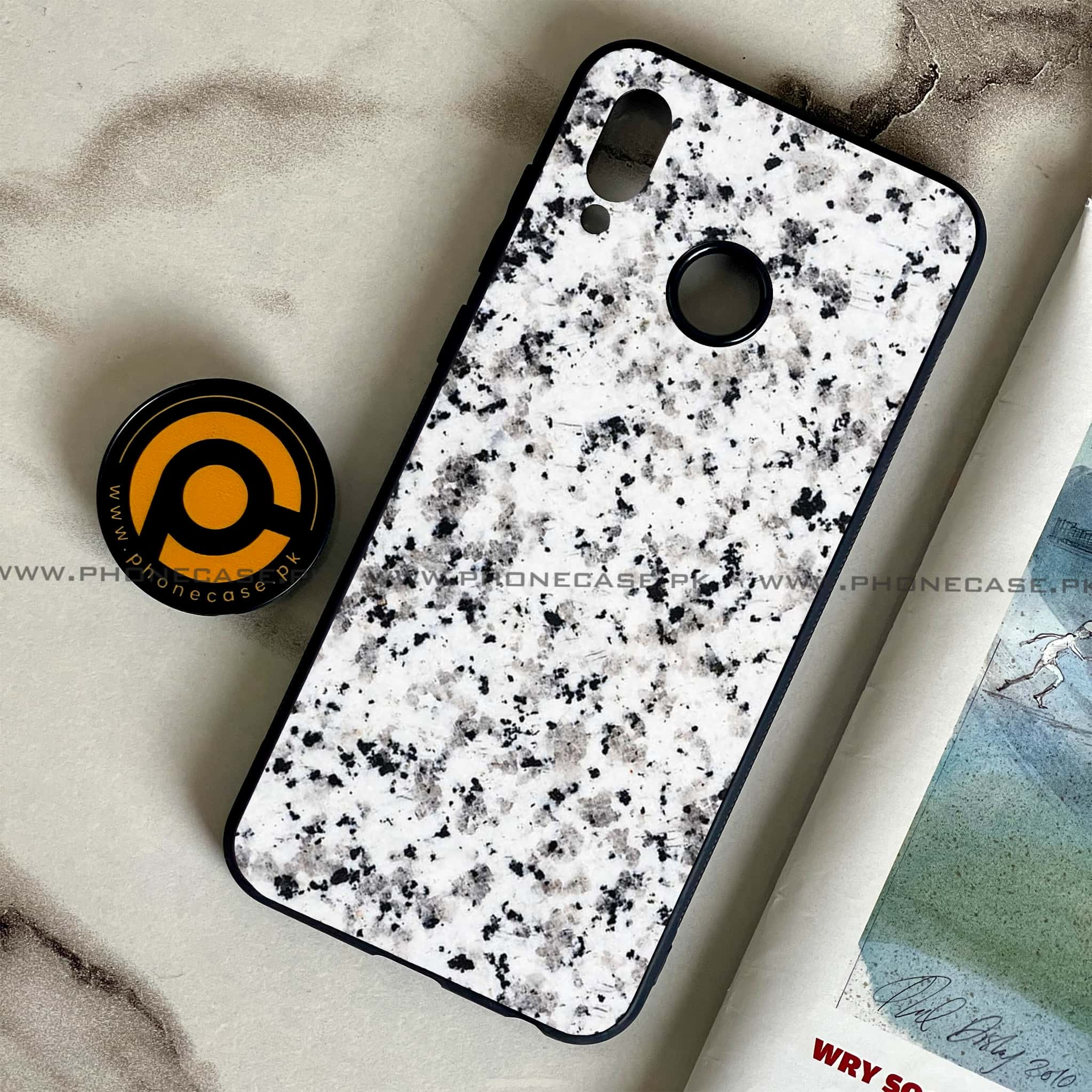 Huawei Honor Play - White Marble Series - Premium Printed Glass soft Bumper shock Proof Case