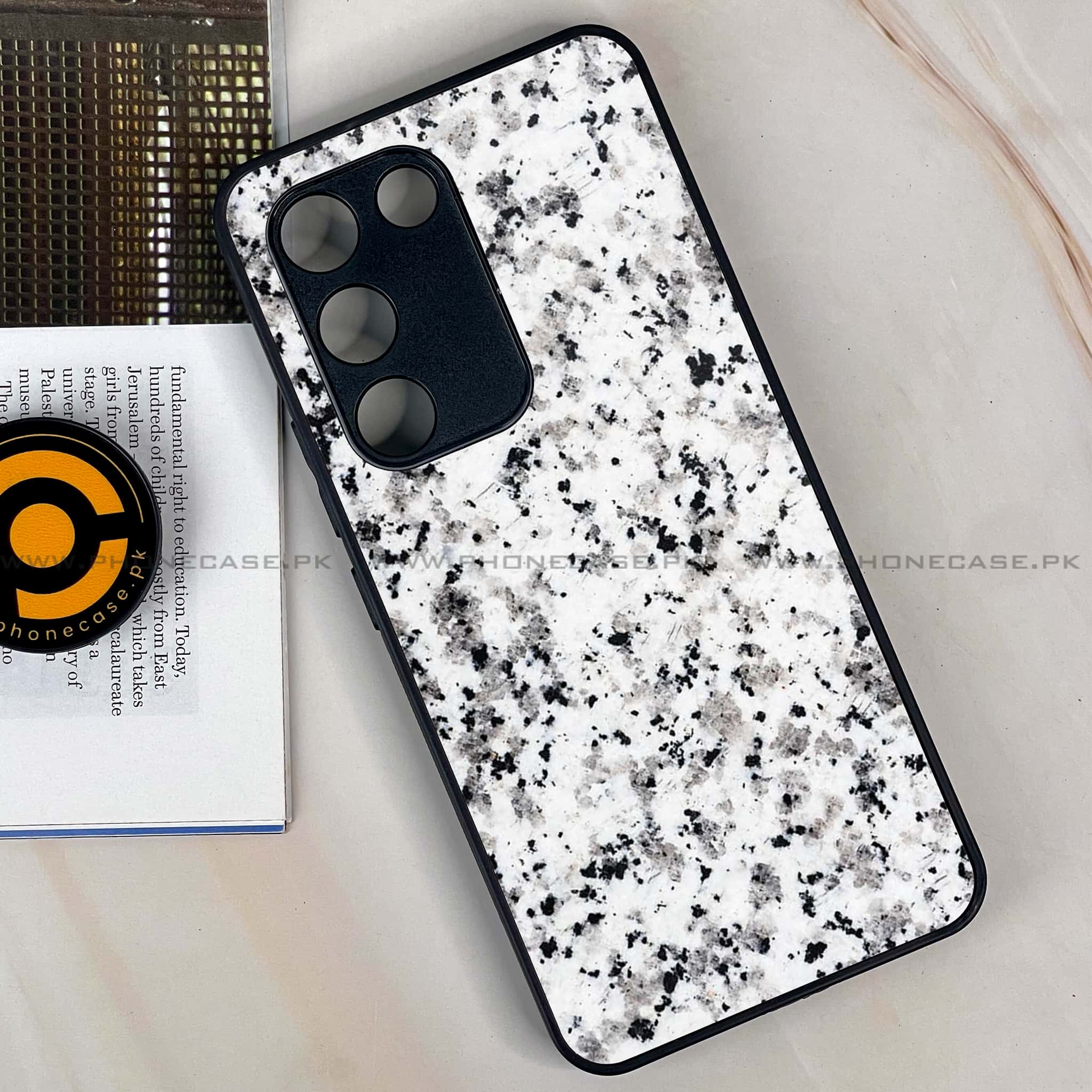 Vivo Y200e - White Marble series - Premium Metal Printed soft Bumper shock Proof Case