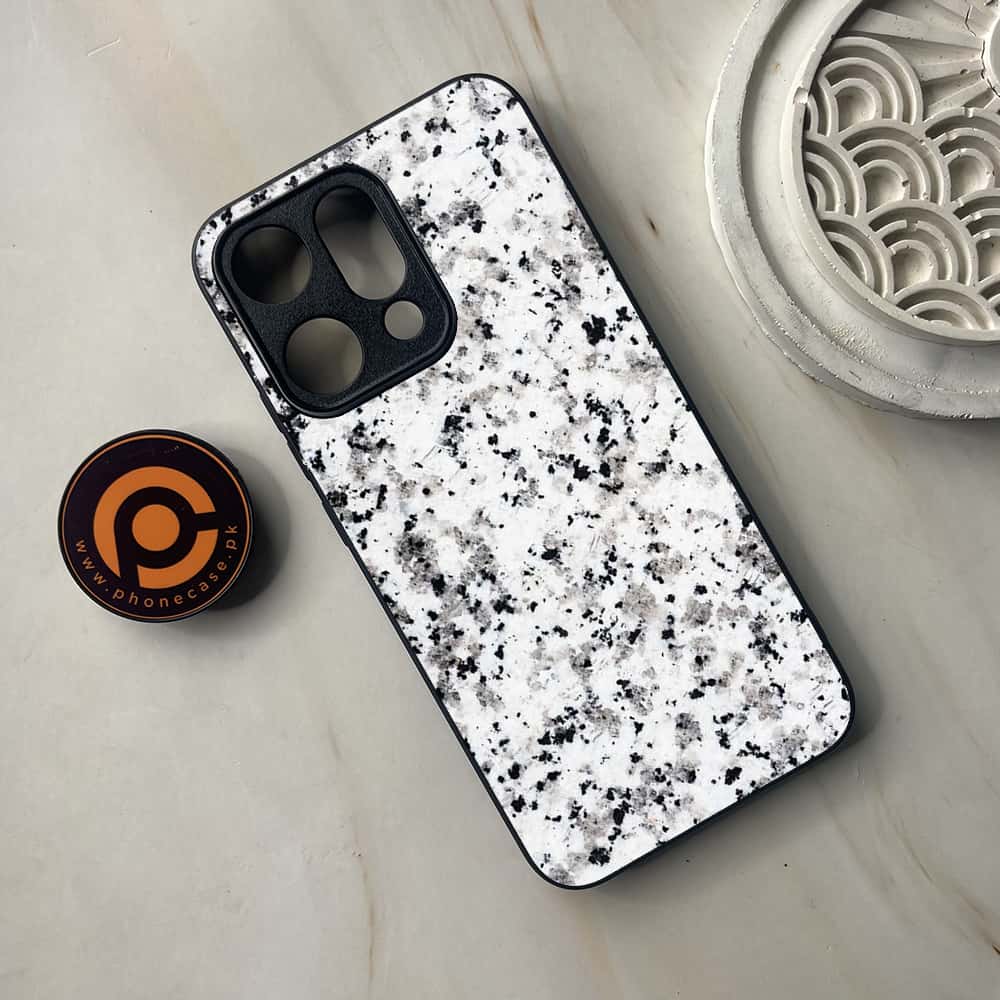 Oppo Reno 14 5G - White Marble Series - Premium Metal Printed soft Bumper shock Proof Case
