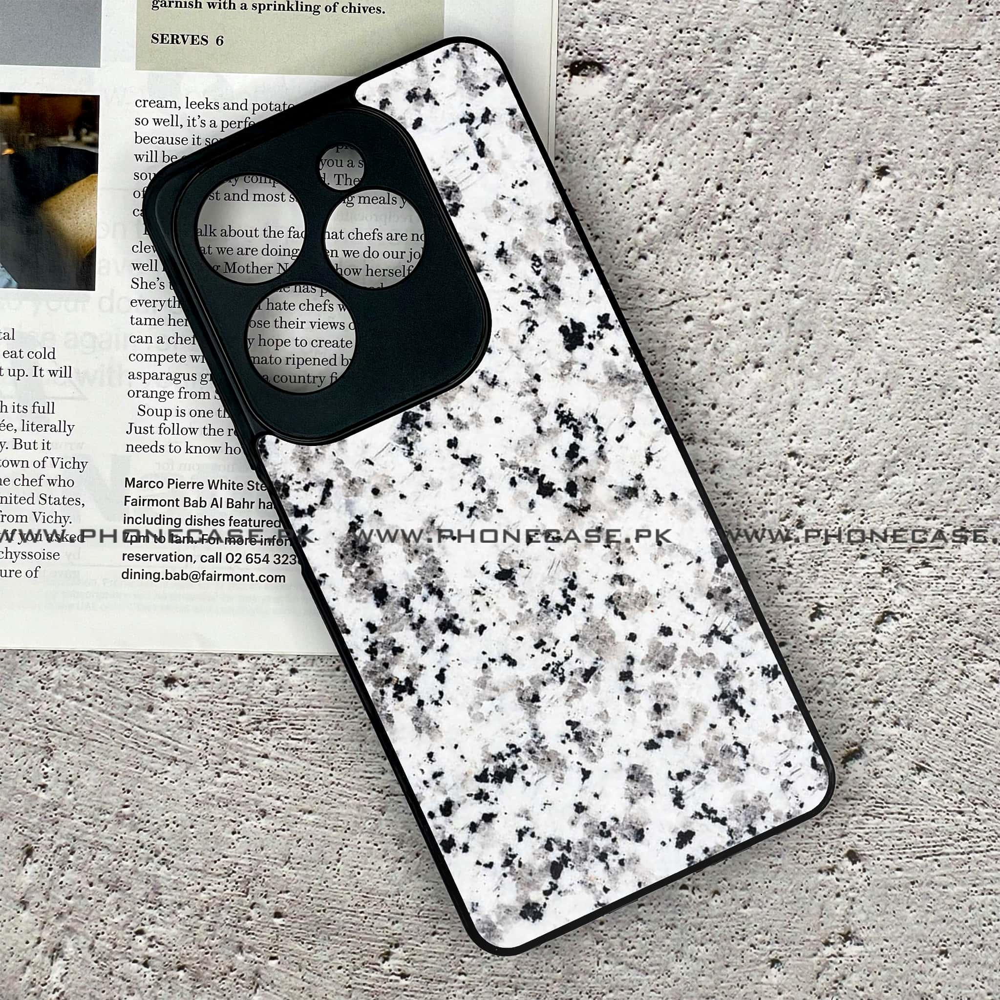 Infinix Hot 40 Pro - White Marble Series - Premium Printed Glass soft Bumper shock Proof Case