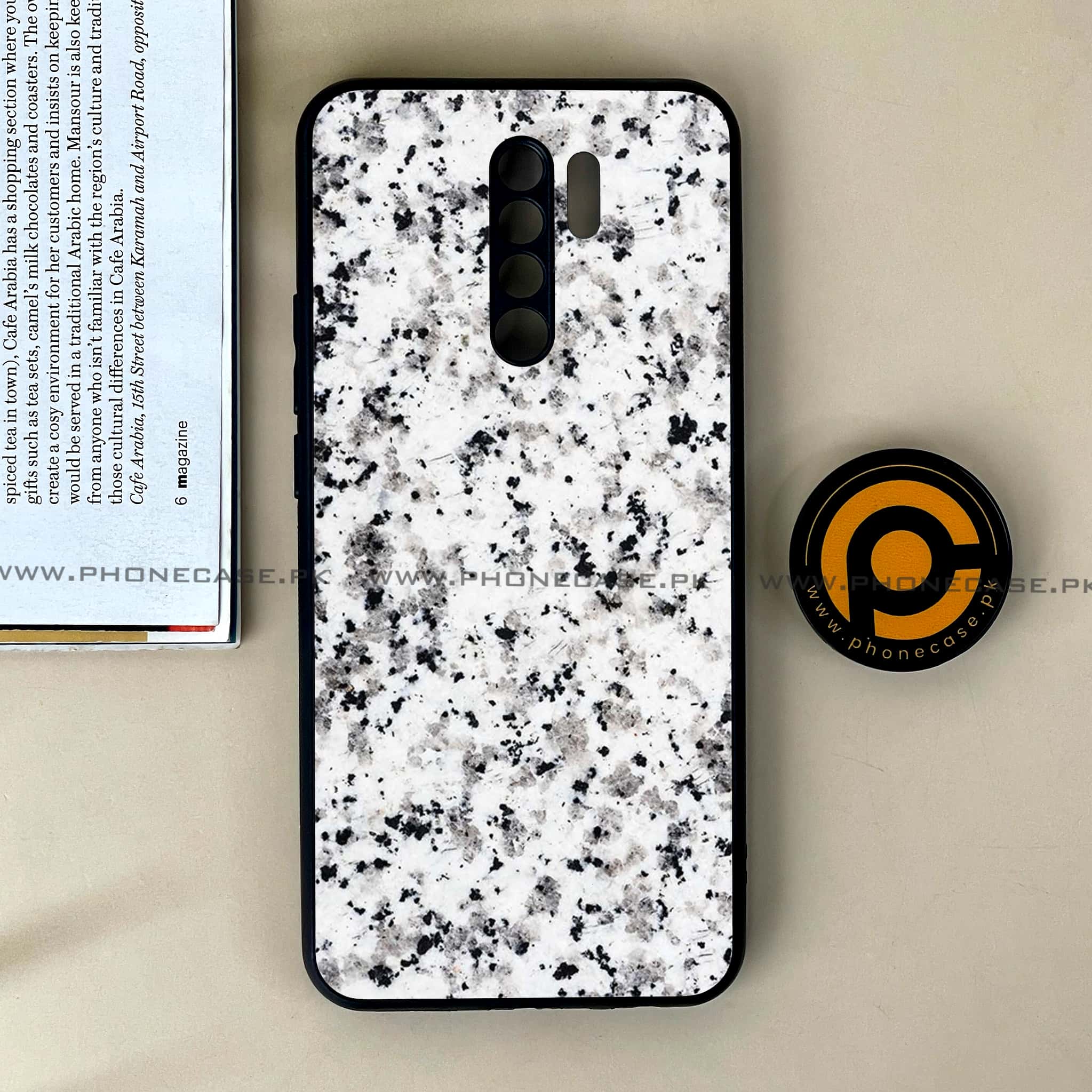 Xiaomi Redmi 9 - White Marble Series - Premium Printed Glass soft Bumper shock Proof Case