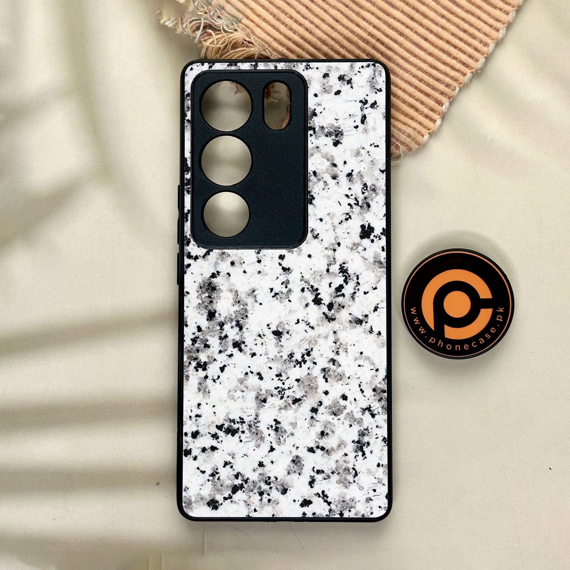 Vivo V29 - White Marble Series - Premium Printed Glass soft Bumper shock Proof Case