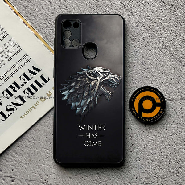 Samsung Galaxy A21s - Winter Has Come GOT - Premium Printed Glass soft Bumper Shock Proof Case