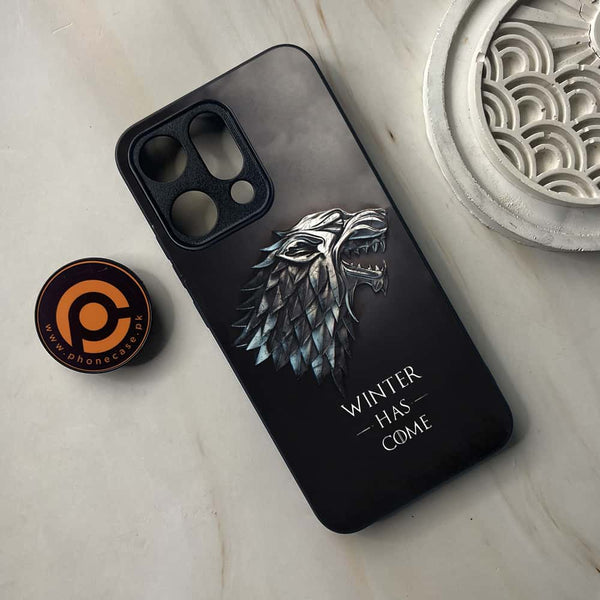 Oppo Reno 14 5G - Winter Has Come GOT - Premium Metal Printed soft Bumper shock Proof Case CS-39726