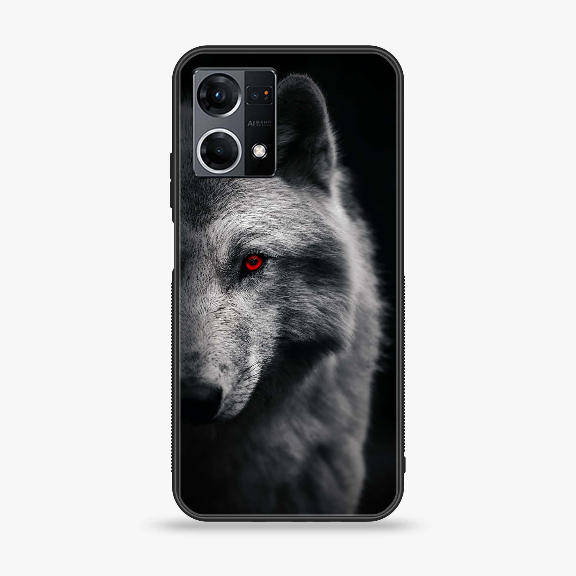 Oppo Reno 7 - Wolf Series - Premium Printed Glass soft Bumper shock Proof Case