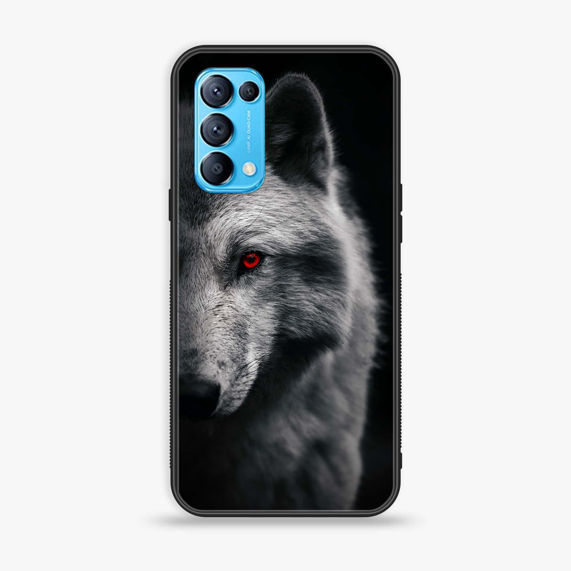 Oppo Reno 5 Wolf Series  Premium Printed Glass soft Bumper shock Proof Case