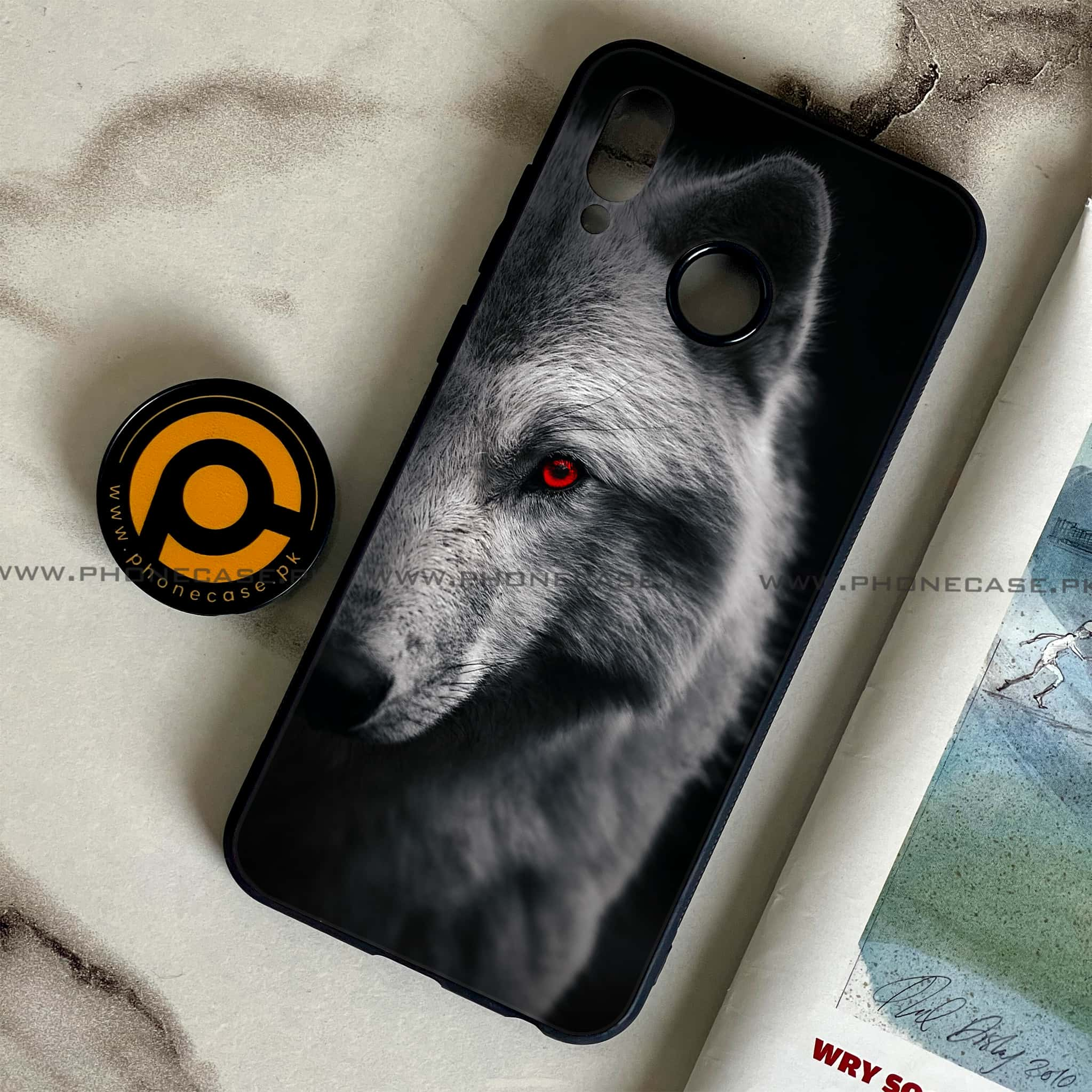 Huawei Honor Play - Wolf Series - Premium Printed Glass soft Bumper shock Proof Case