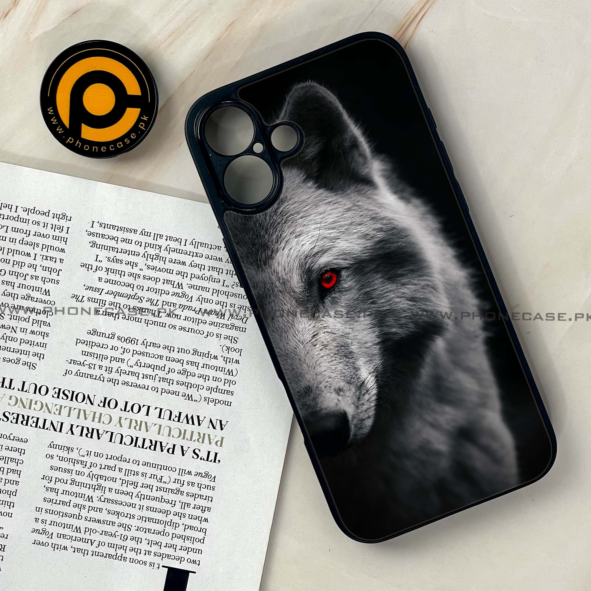 iPhone 16 Plus -     Wolf Series - Premium Metal Printed soft Bumper shock Proof Case