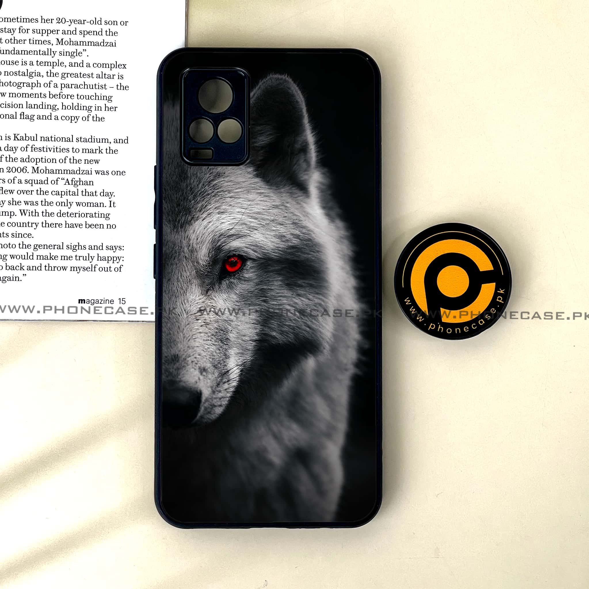 Vivo V20 - Wolf Series - Premium Printed Glass soft Bumper shock Proof Case