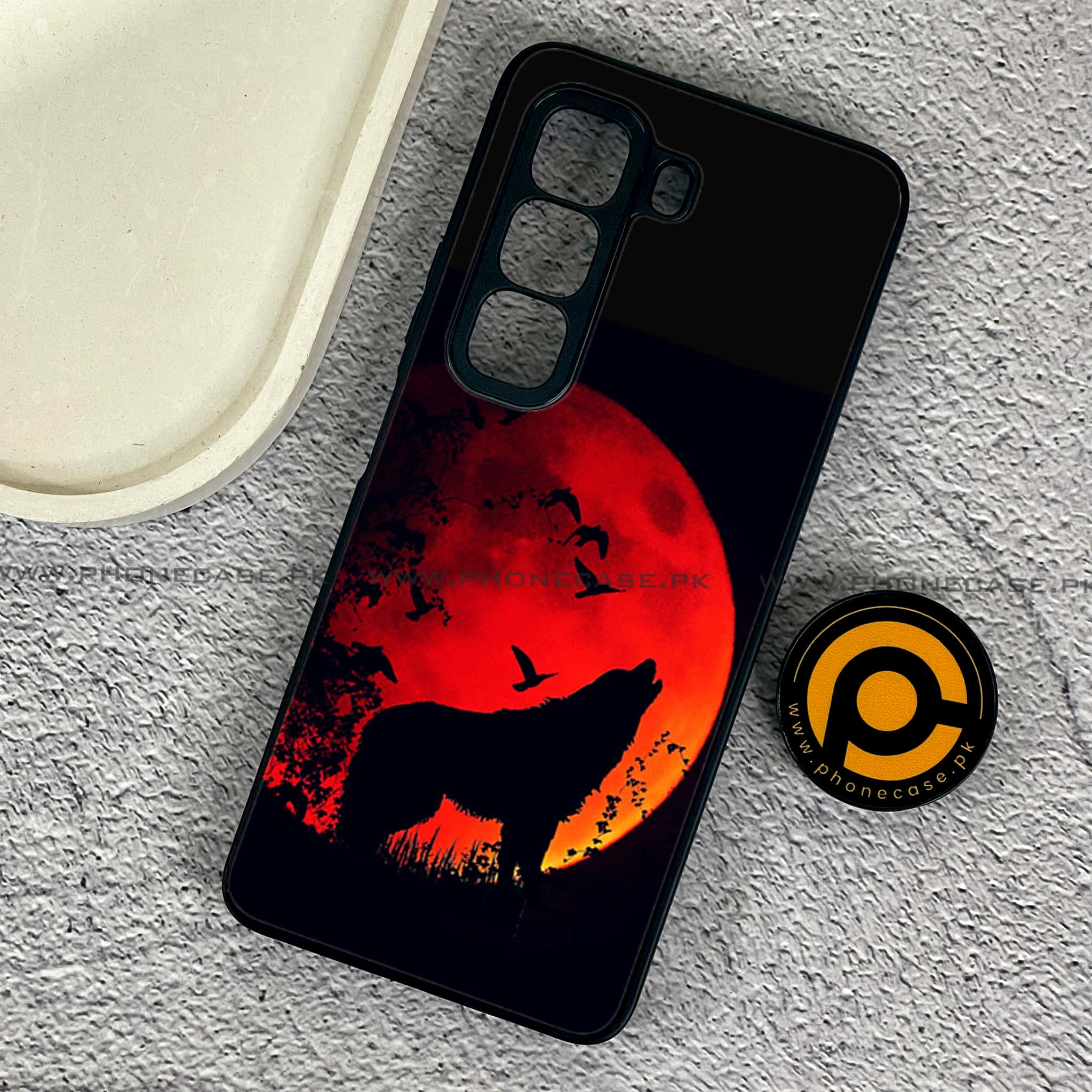 Infinix Hot 50 Pro - Wolf Series - Premium Printed Glass soft Bumper shock Proof Case