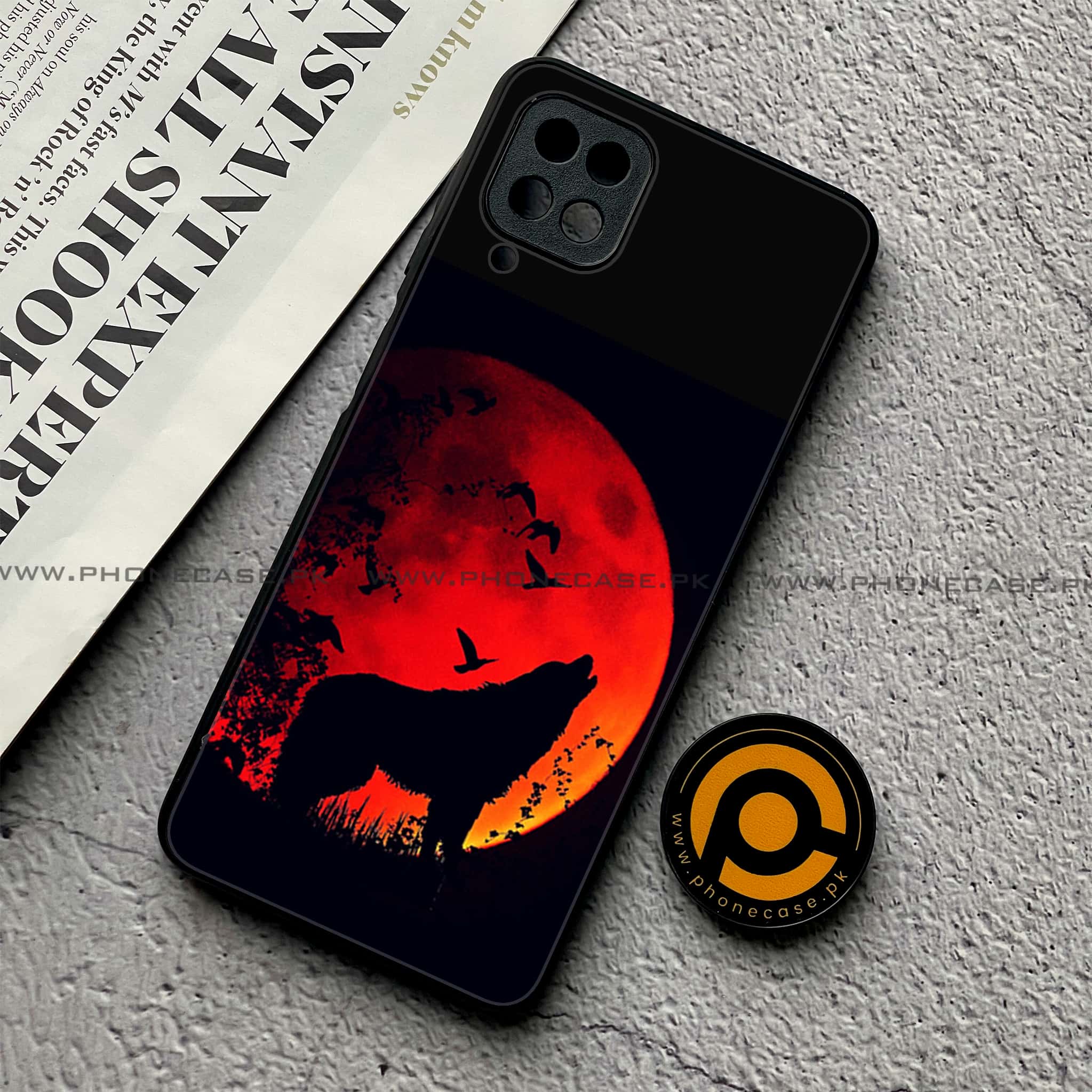 Samsung Galaxy A12 / A12 Nacho - Wolf Series- Premium Printed Glass soft Bumper shock Proof Case