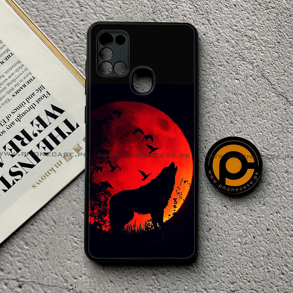 Samsung Galaxy A21s - Wolf Series - Premium Printed Glass soft Bumper shock Proof Case
