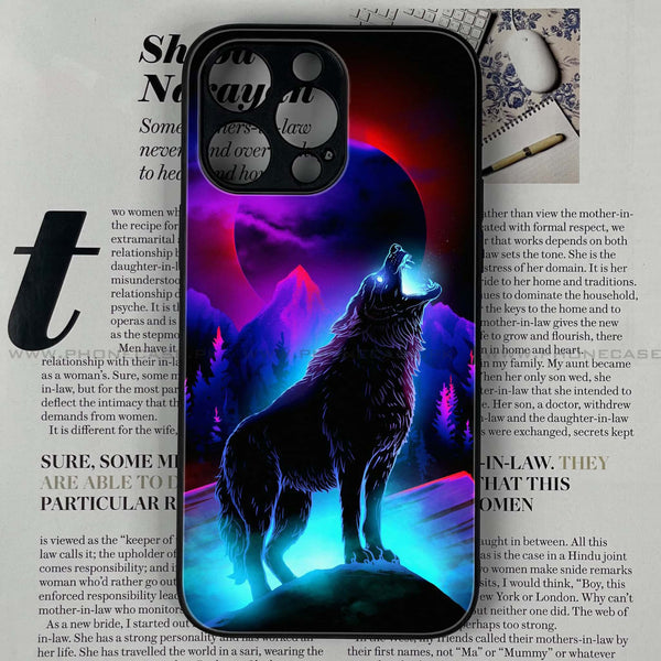 iPhone 15 Pro Max - Wolf Design 2 - Premium Printed Glass soft Bumper shock Proof Case CS-16799