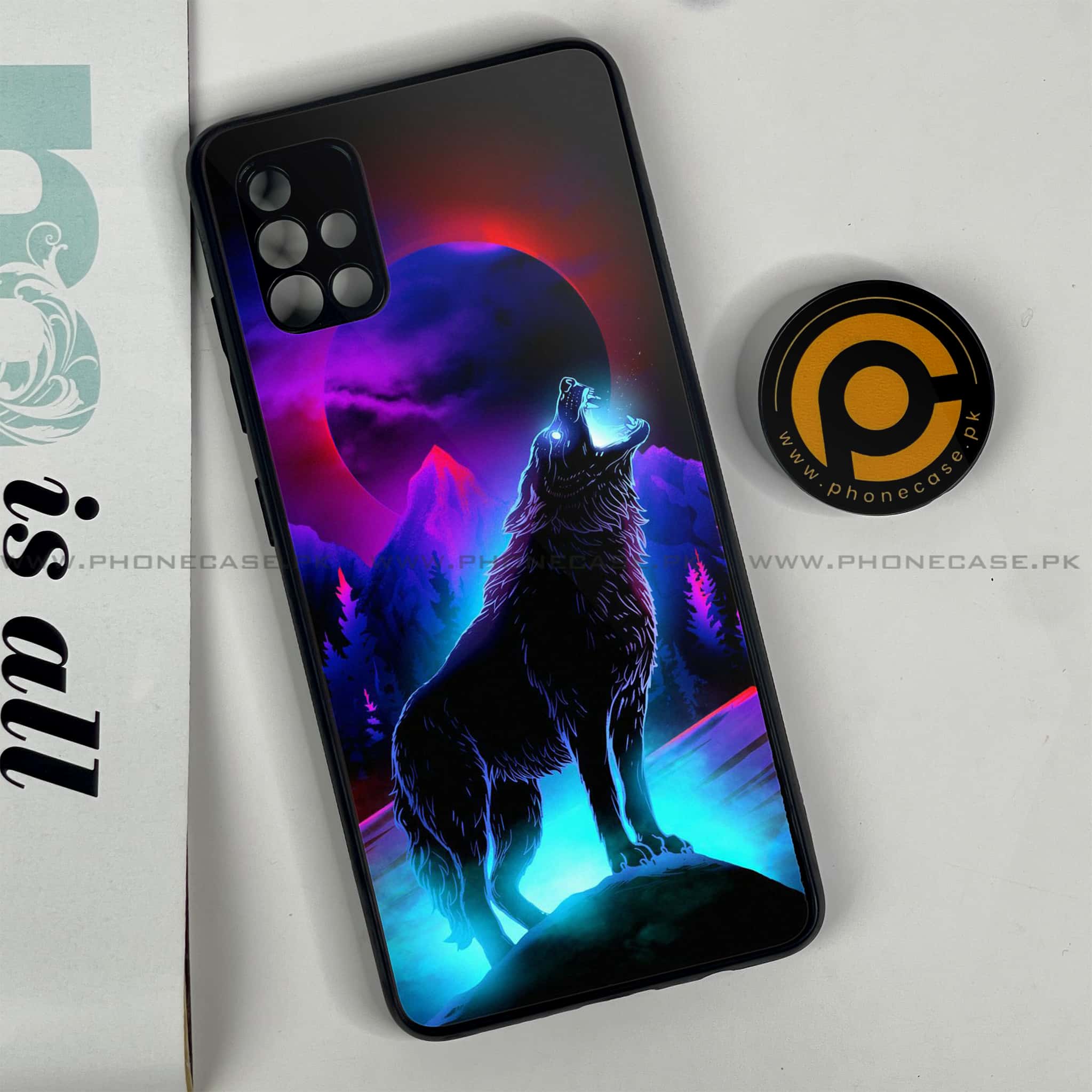 Samsung Galaxy A51 Wolf Series Premium Printed Glass soft Bumper shock Proof Case