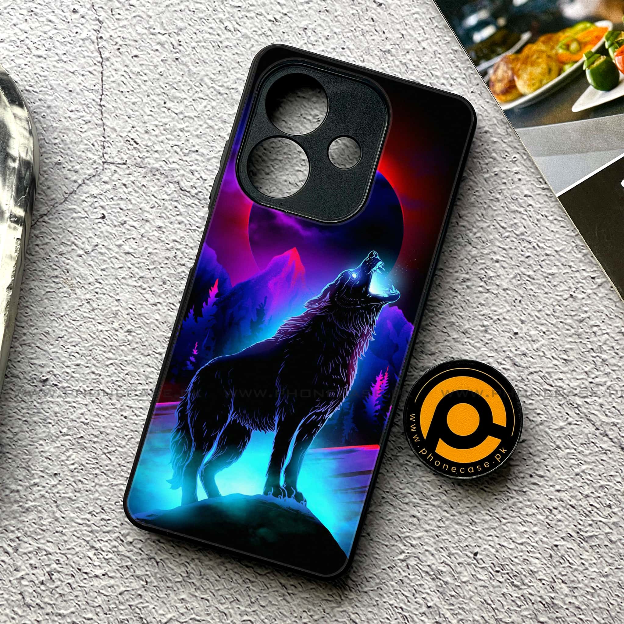 Oppo A5i - Wolf Series - Premium Metal Printed soft Bumper shock Proof Case