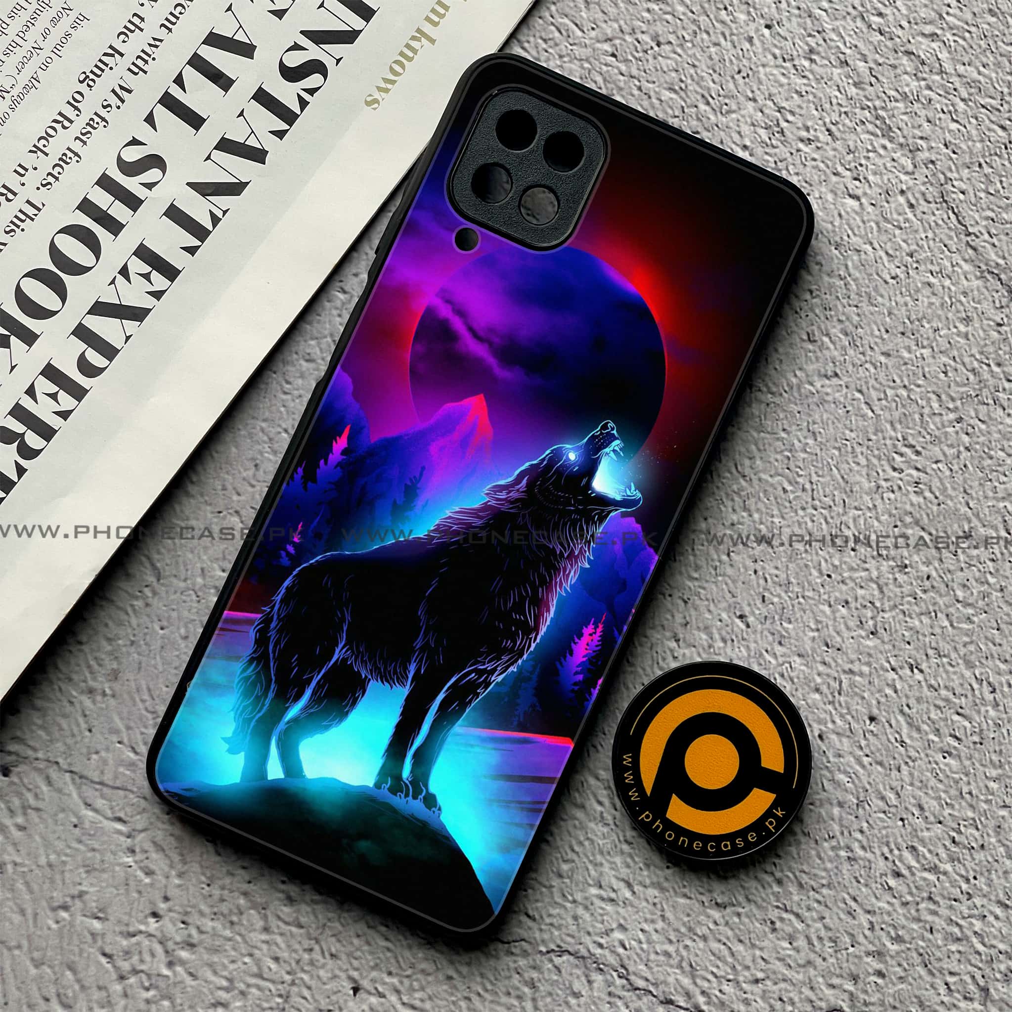 Samsung Galaxy A12 / A12 Nacho - Wolf Series- Premium Printed Glass soft Bumper shock Proof Case