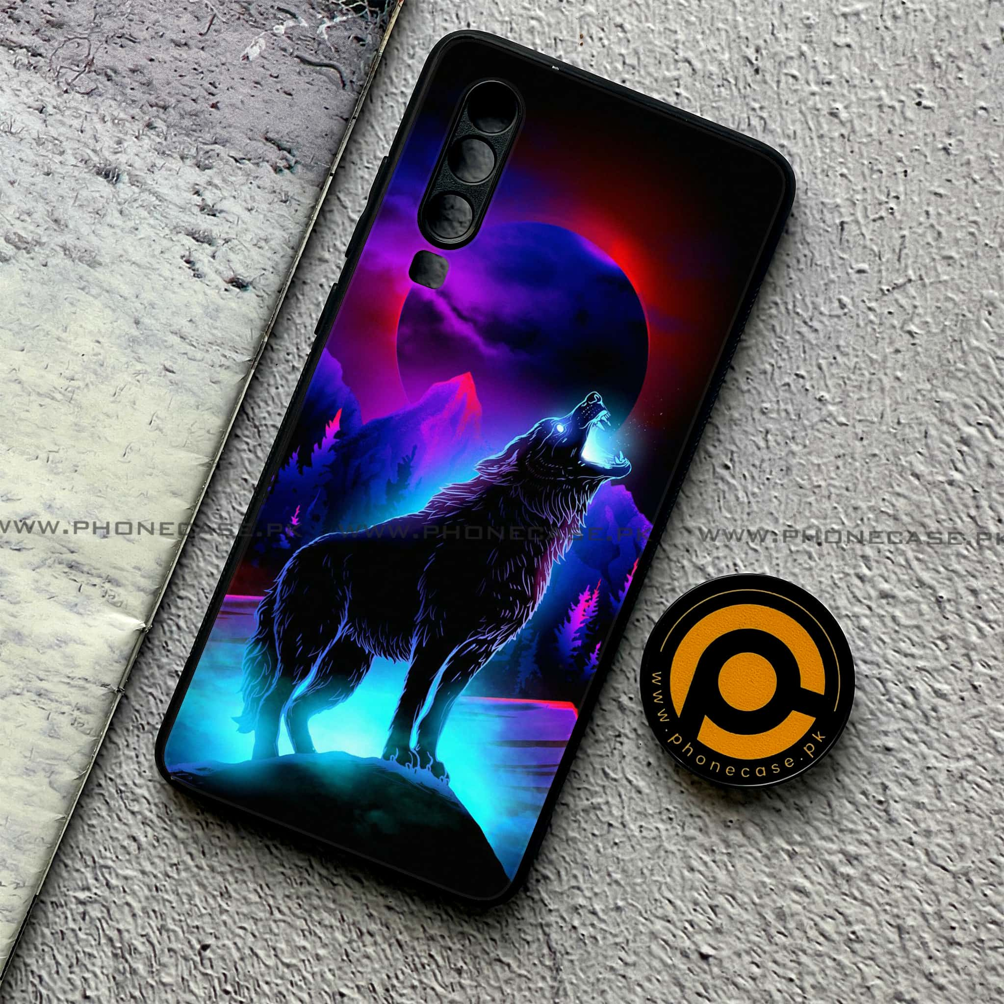 Huawei P30 - Wolf Series - Premium Printed Glass soft Bumper shock Proof Case