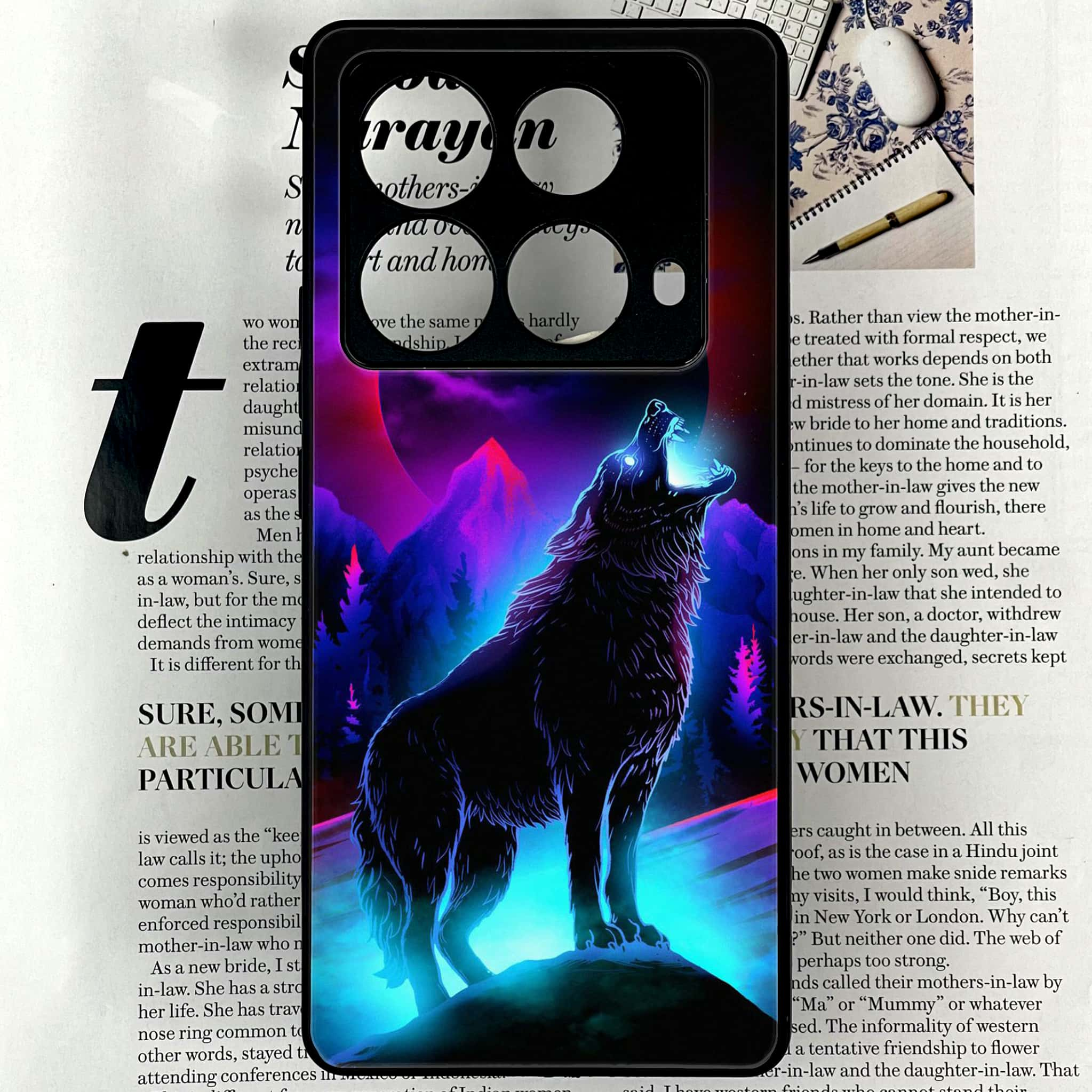 Infinix Note 40 4G - Wolf Series - Premium Printed Glass soft Bumper shock Proof Case