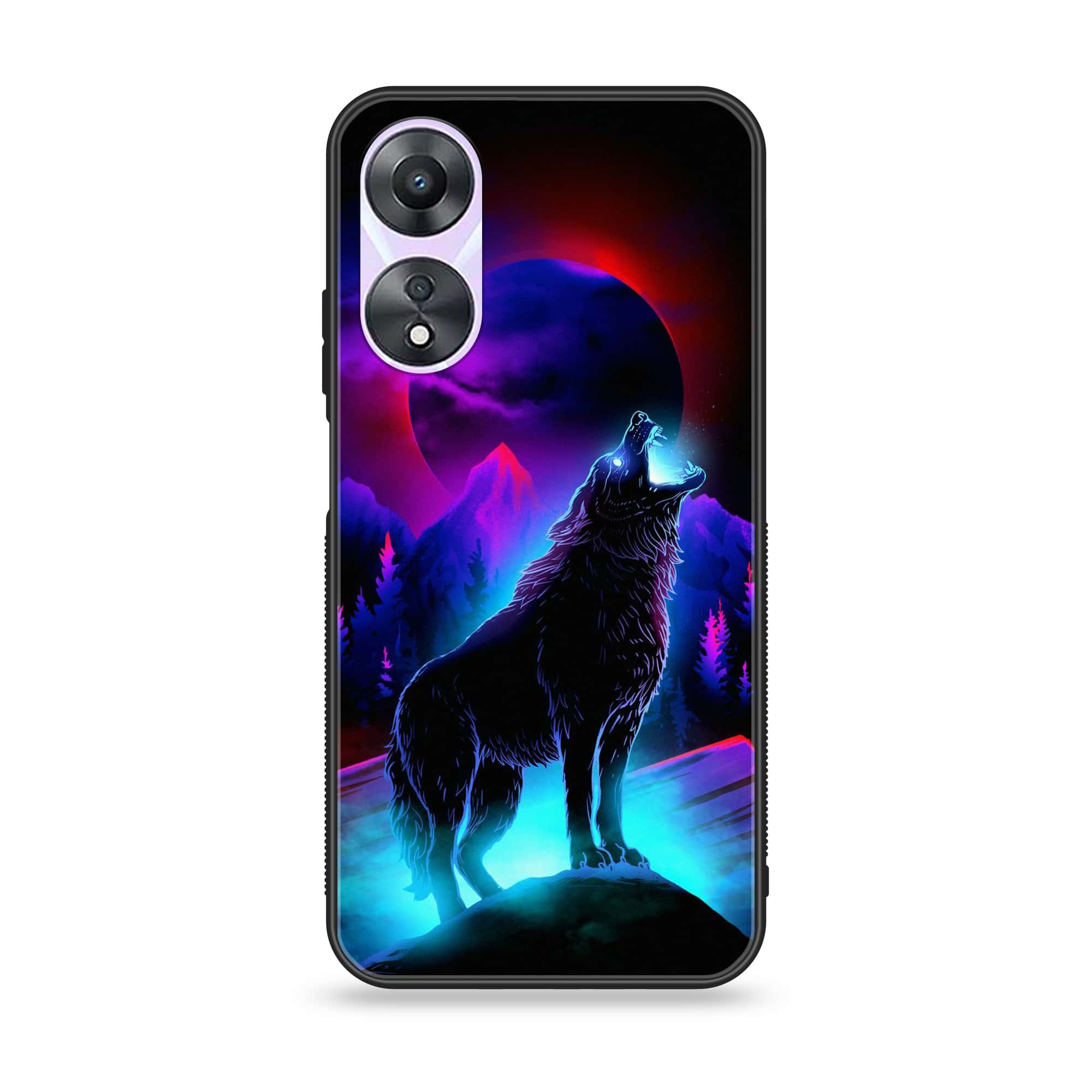 Oppo A78 4G - Wolf Series - Premium Printed Glass soft Bumper shock Proof Case