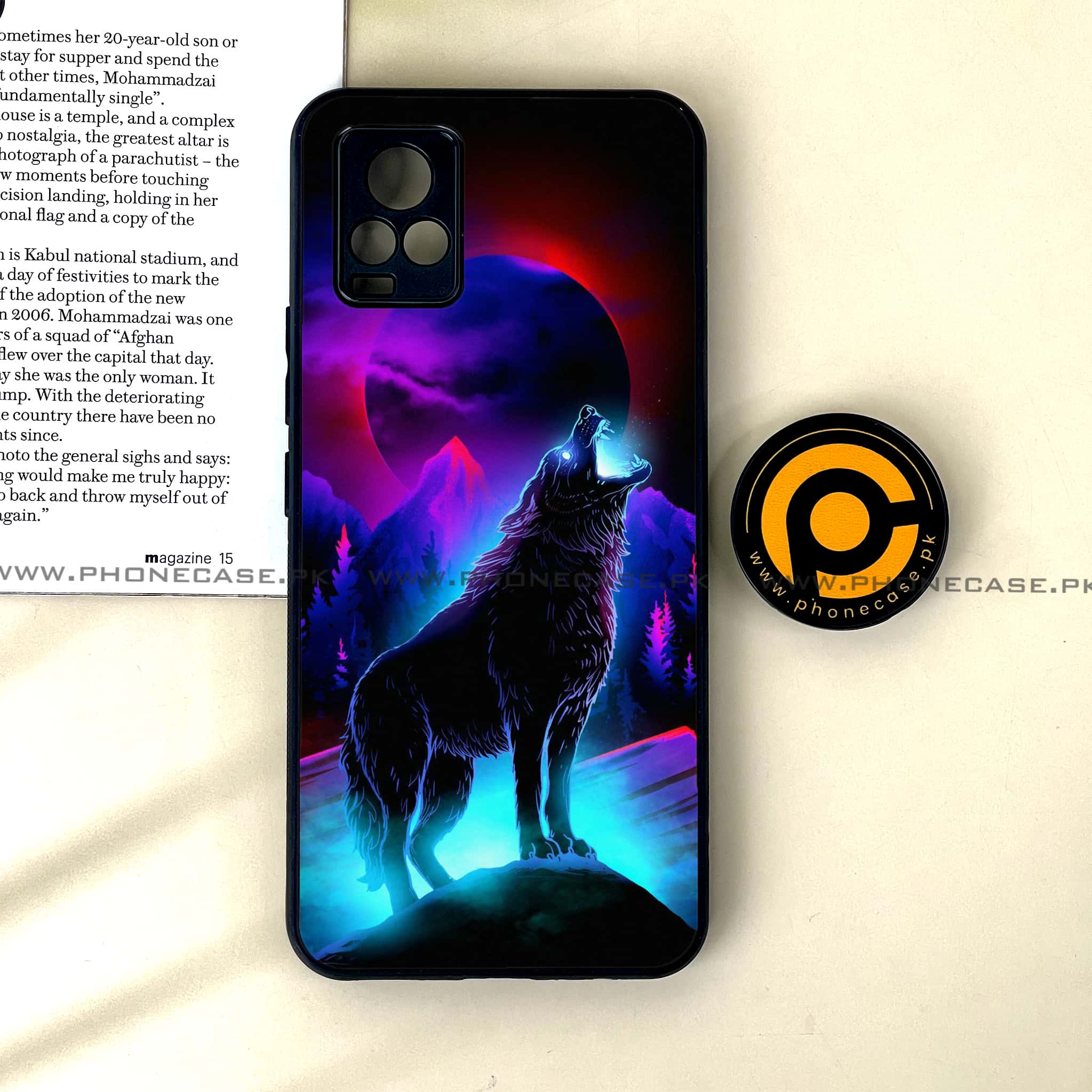 Vivo V20 - Wolf Series - Premium Printed Glass soft Bumper shock Proof Case