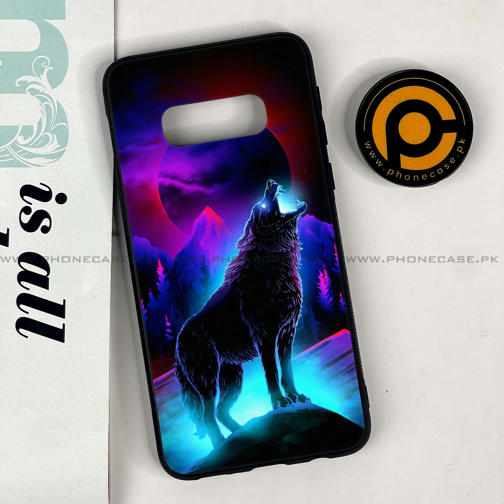 Galaxy S10e - Wolf Series - Premium Printed Glass soft Bumper shock Proof Case