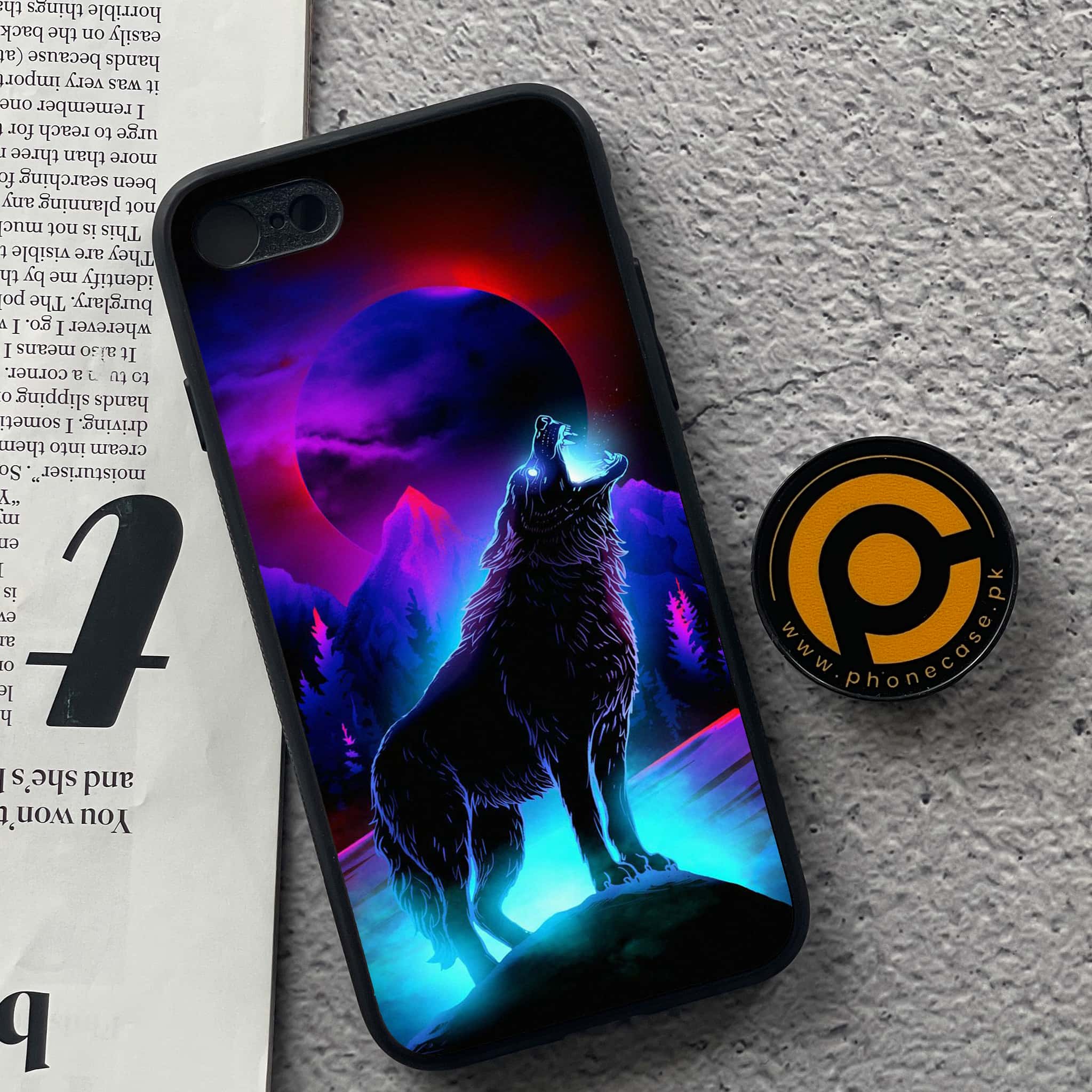 iPhone 7 / 8 - Wolf Series - Premium Printed Glass soft Bumper shock Proof Case