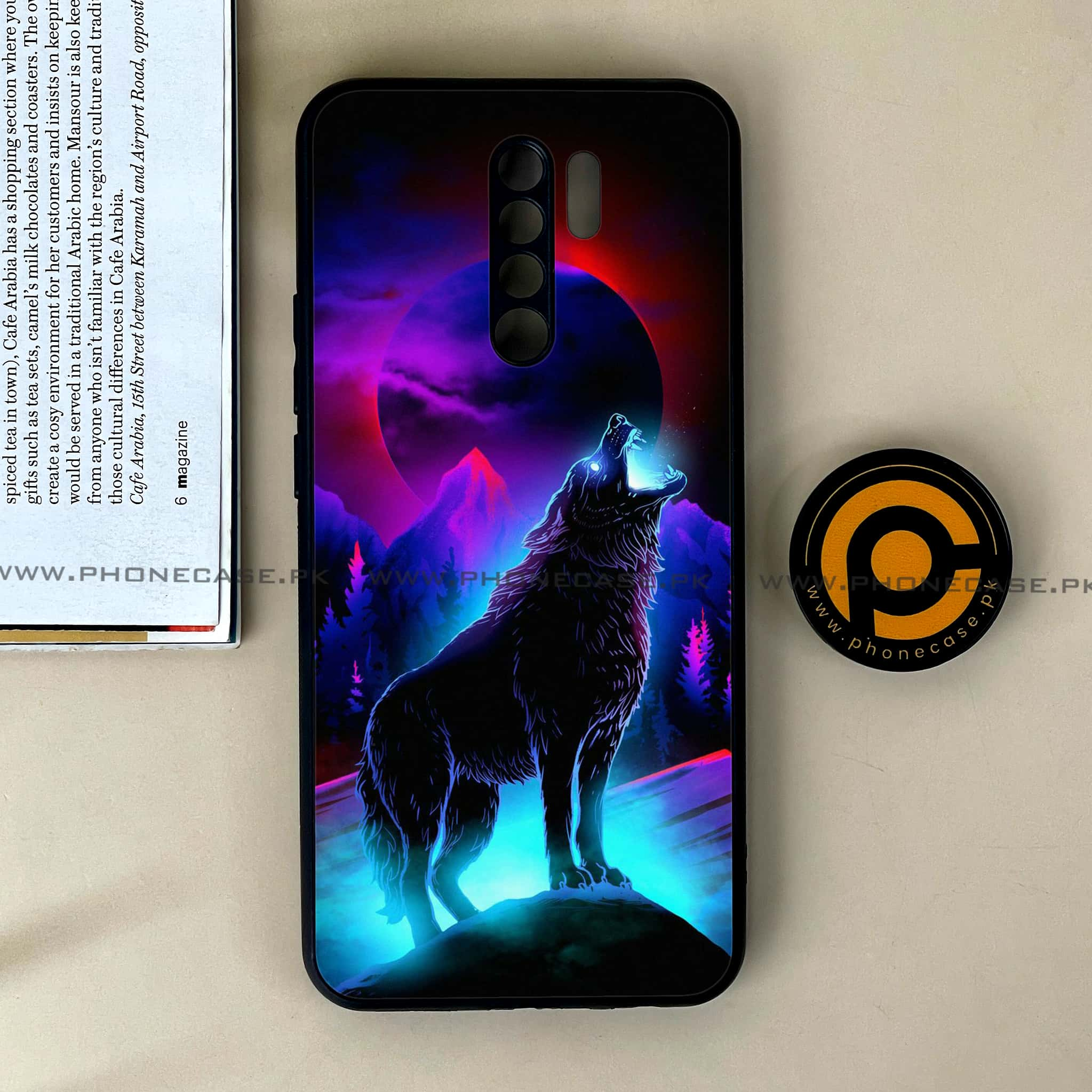 Xiaomi Redmi 9 - Wolf Series - Premium Printed Glass soft Bumper shock Proof Case