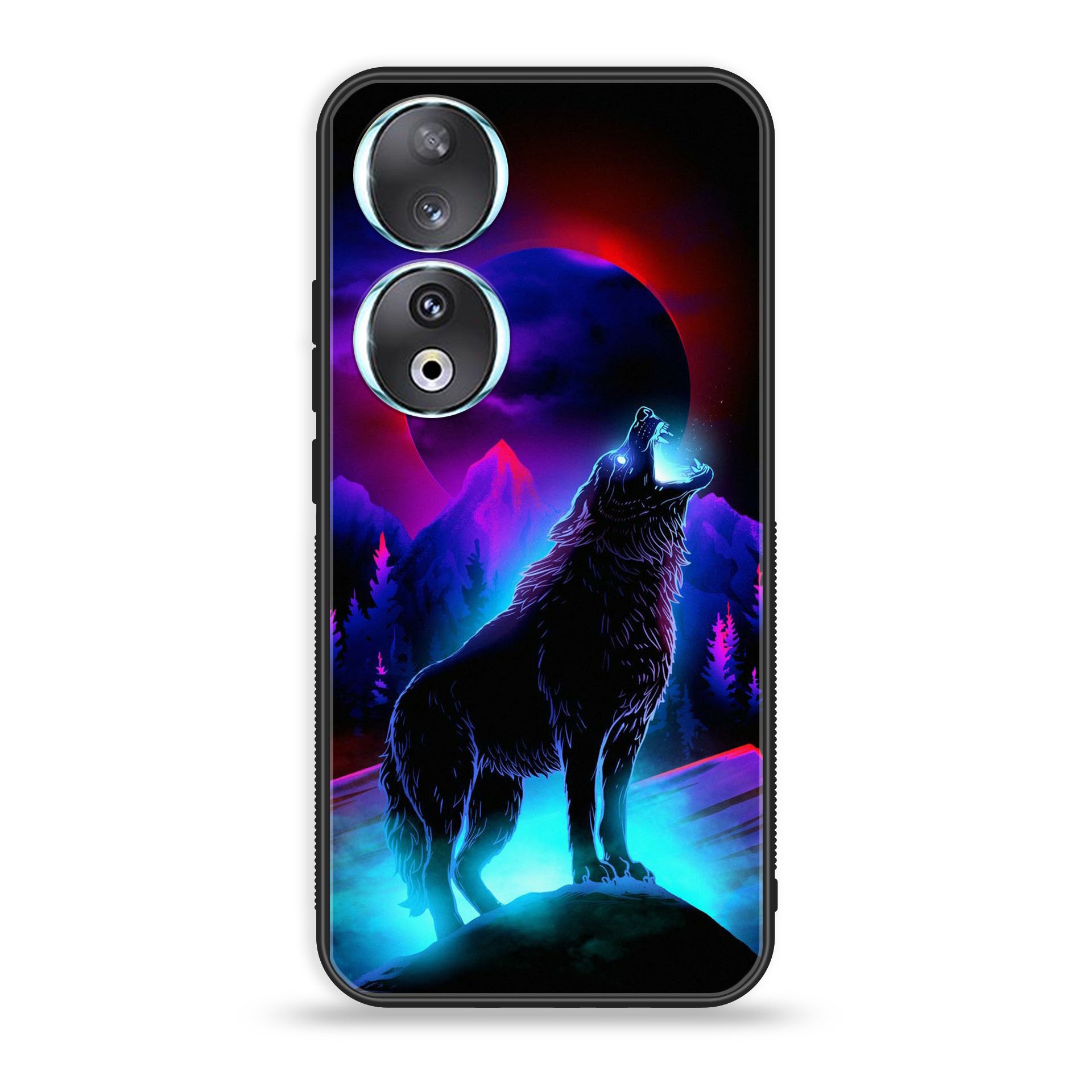 Huawei Honor 90 - Wolf Series - Premium Printed Glass soft Bumper shock Proof Case