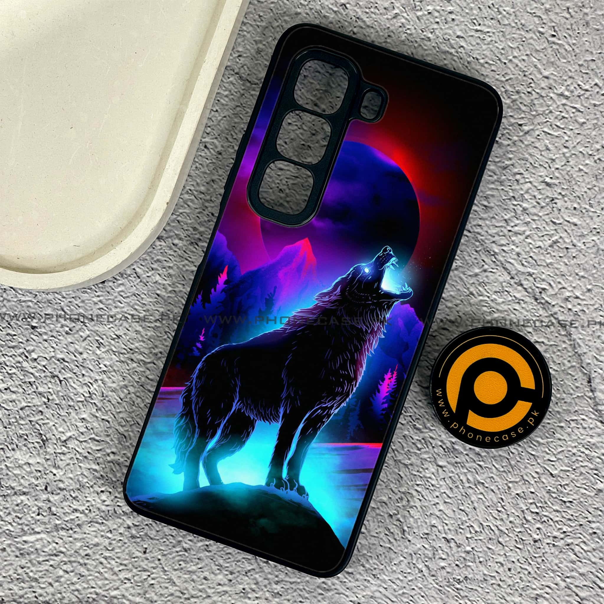 Infinix Hot 50 Pro - Wolf Series - Premium Printed Glass soft Bumper shock Proof Case