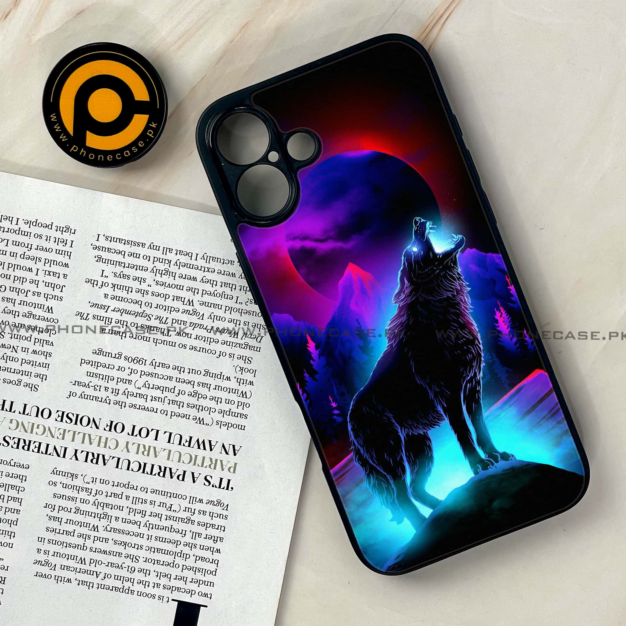 iPhone 16 Plus -     Wolf Series - Premium Metal Printed soft Bumper shock Proof Case