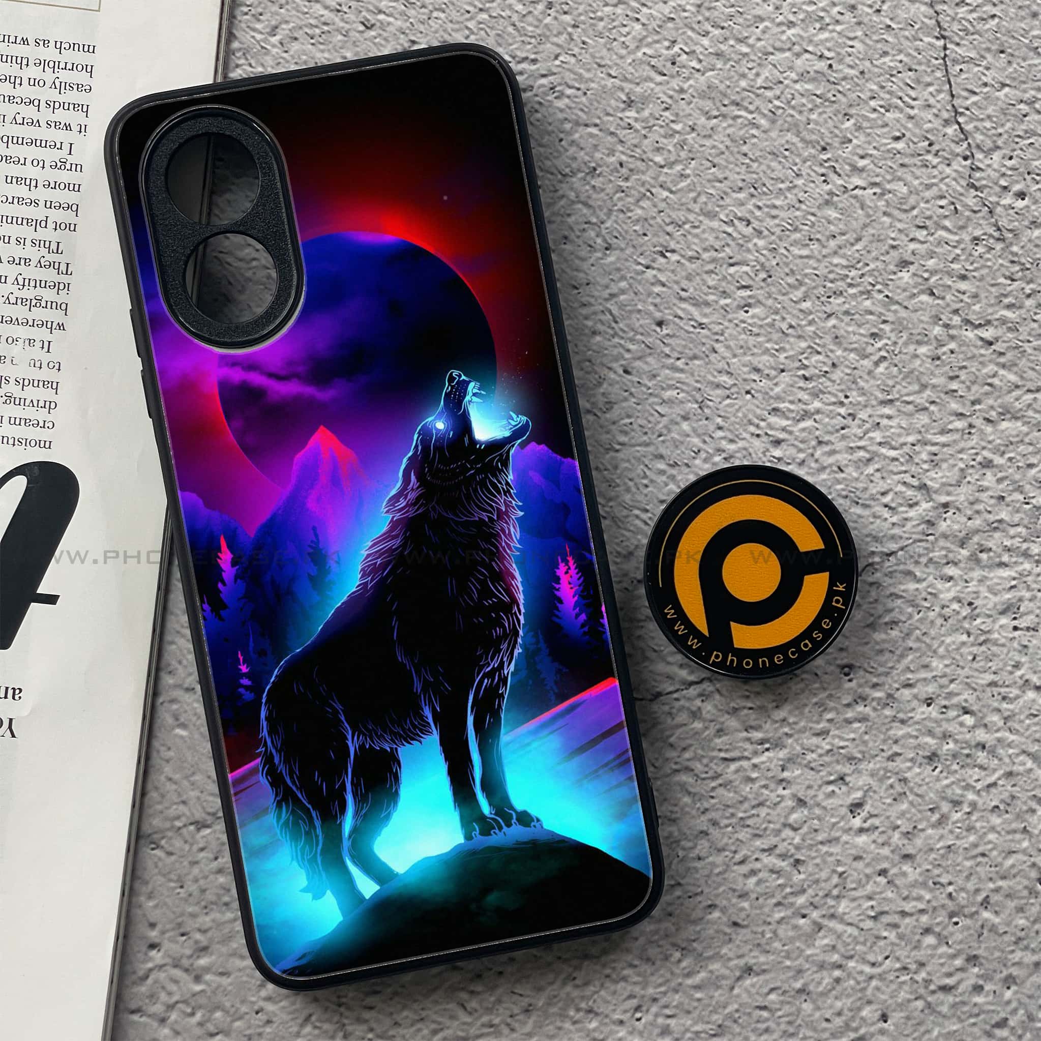 Oppo A18 4G - Wolf Series - Premium Printed Glass soft Bumper shock Proof Case