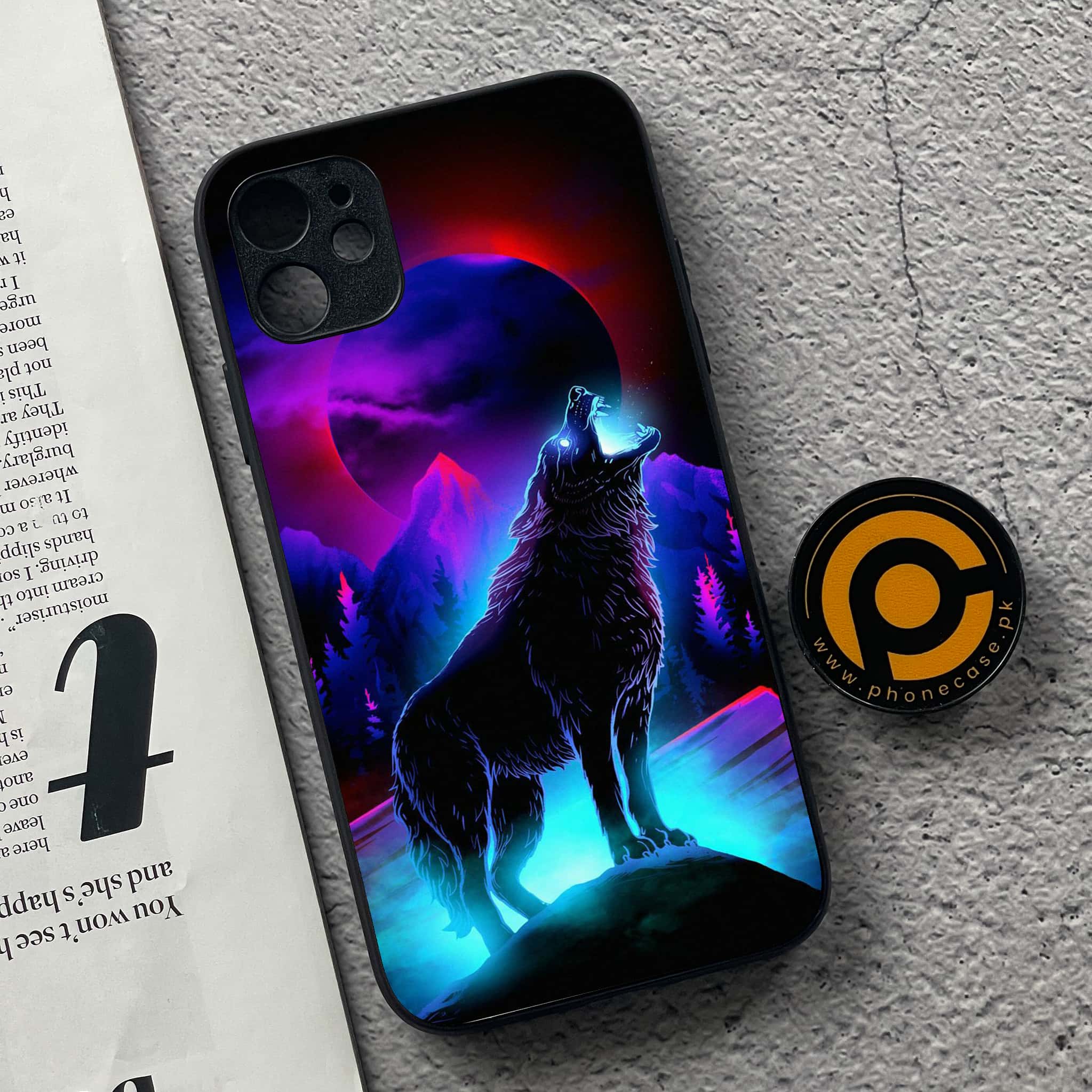 iPhone 11 Wolf Series  Premium Printed Glass soft Bumper shock Proof Case