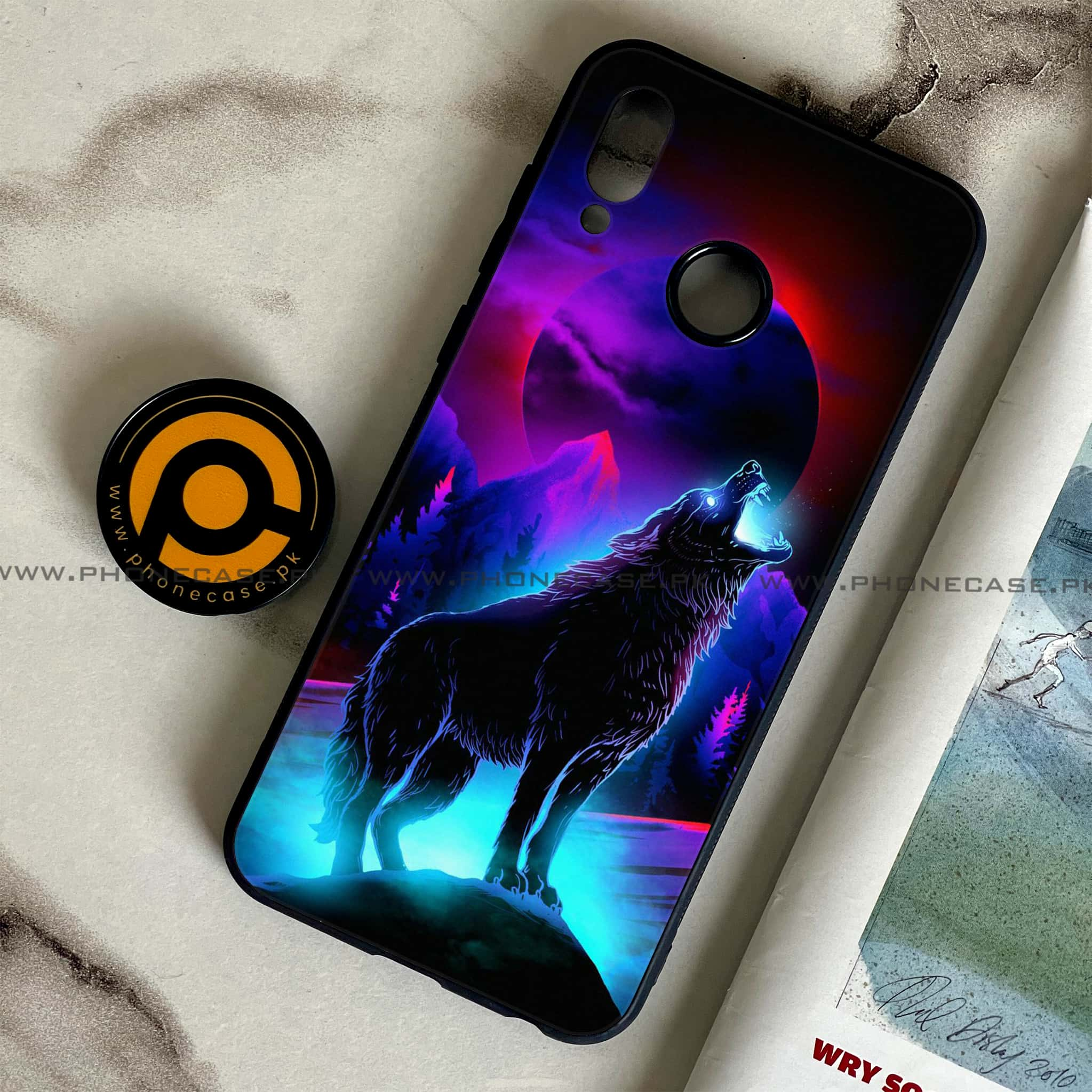 Huawei Honor Play - Wolf Series - Premium Printed Glass soft Bumper shock Proof Case