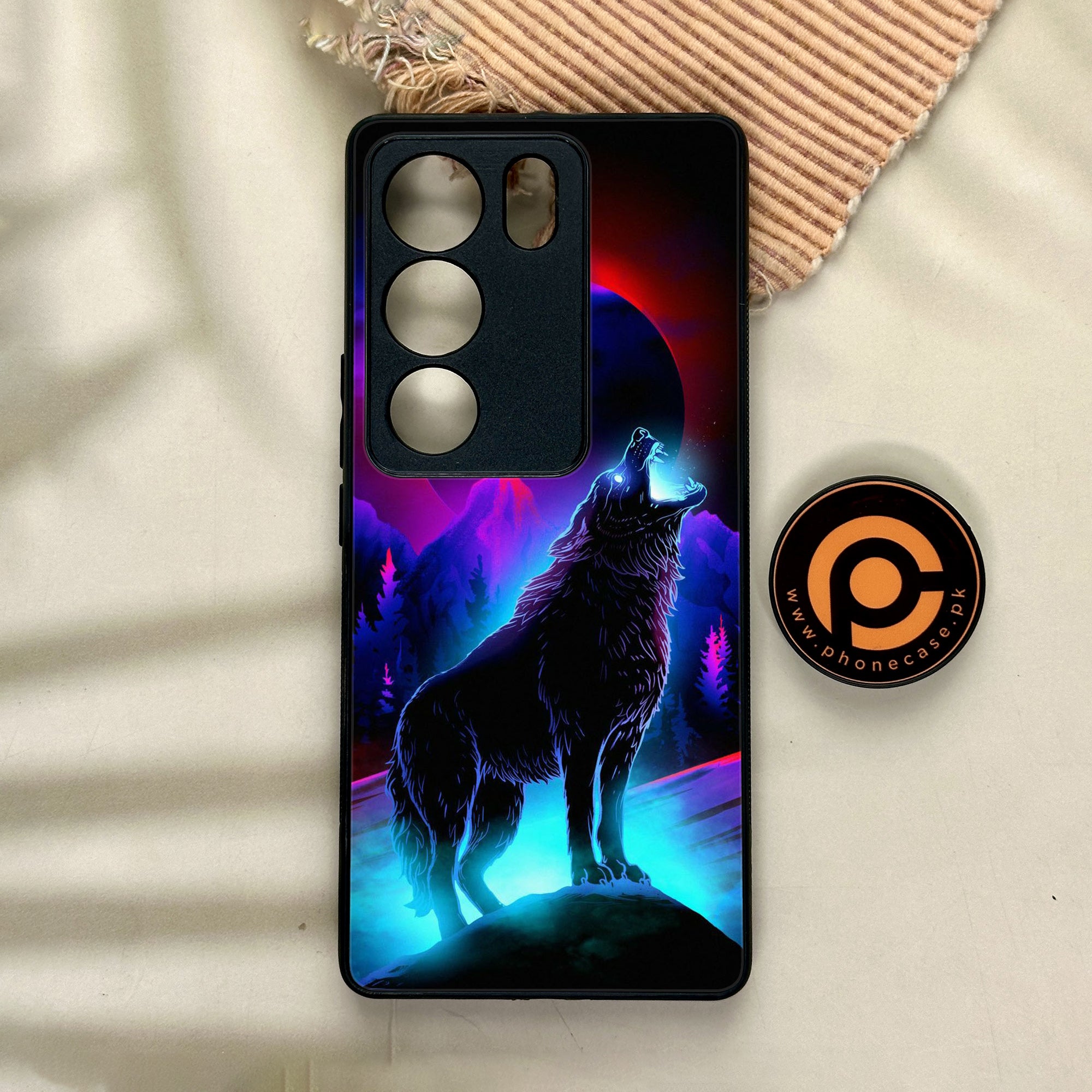 Vivo V29 - Wolf Series - Premium Printed Glass soft Bumper shock Proof Case