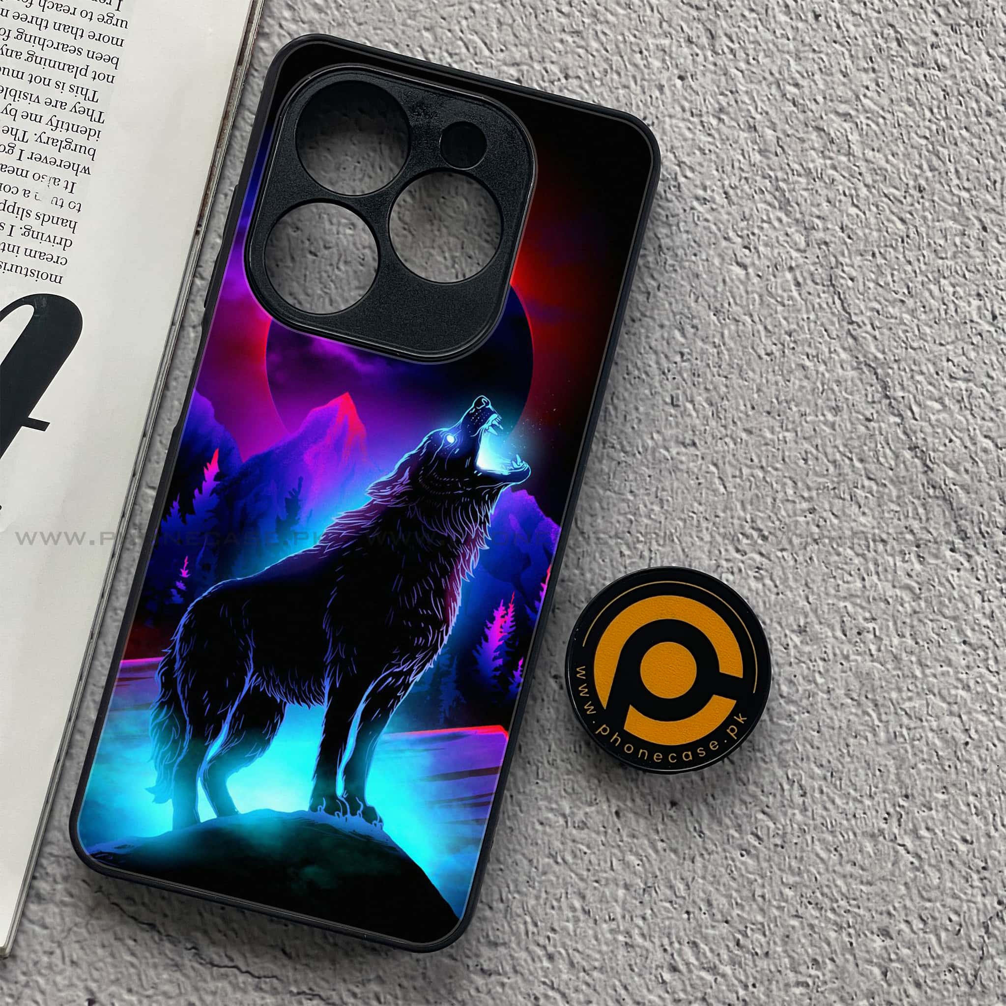 Tecno Spark 20C - Wolf Series - Premium Printed Glass soft Bumper shock Proof Case