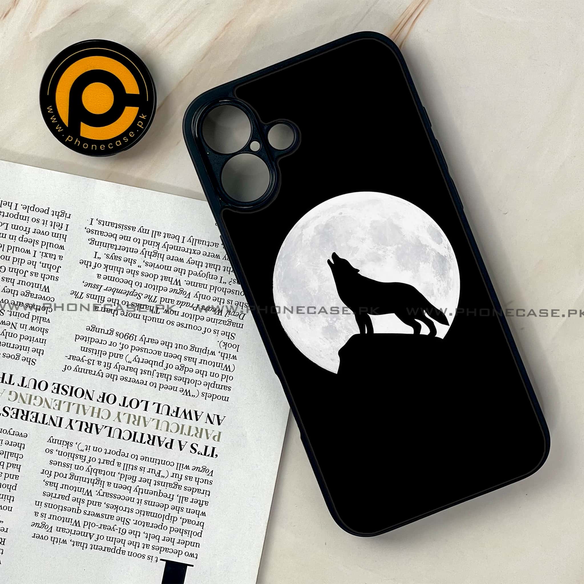 iPhone 16 Plus -     Wolf Series - Premium Metal Printed soft Bumper shock Proof Case