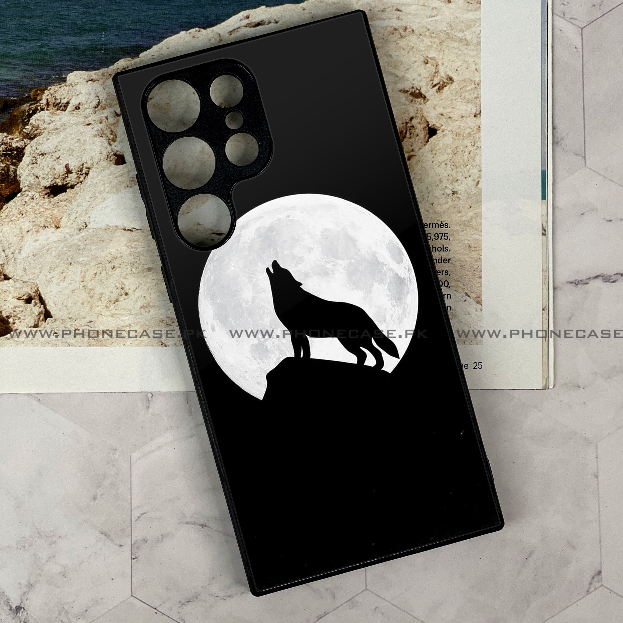 Samsung Galaxy S23 Ultra Wolf Series Premium Printed Glass soft Bumper shock Proof Case