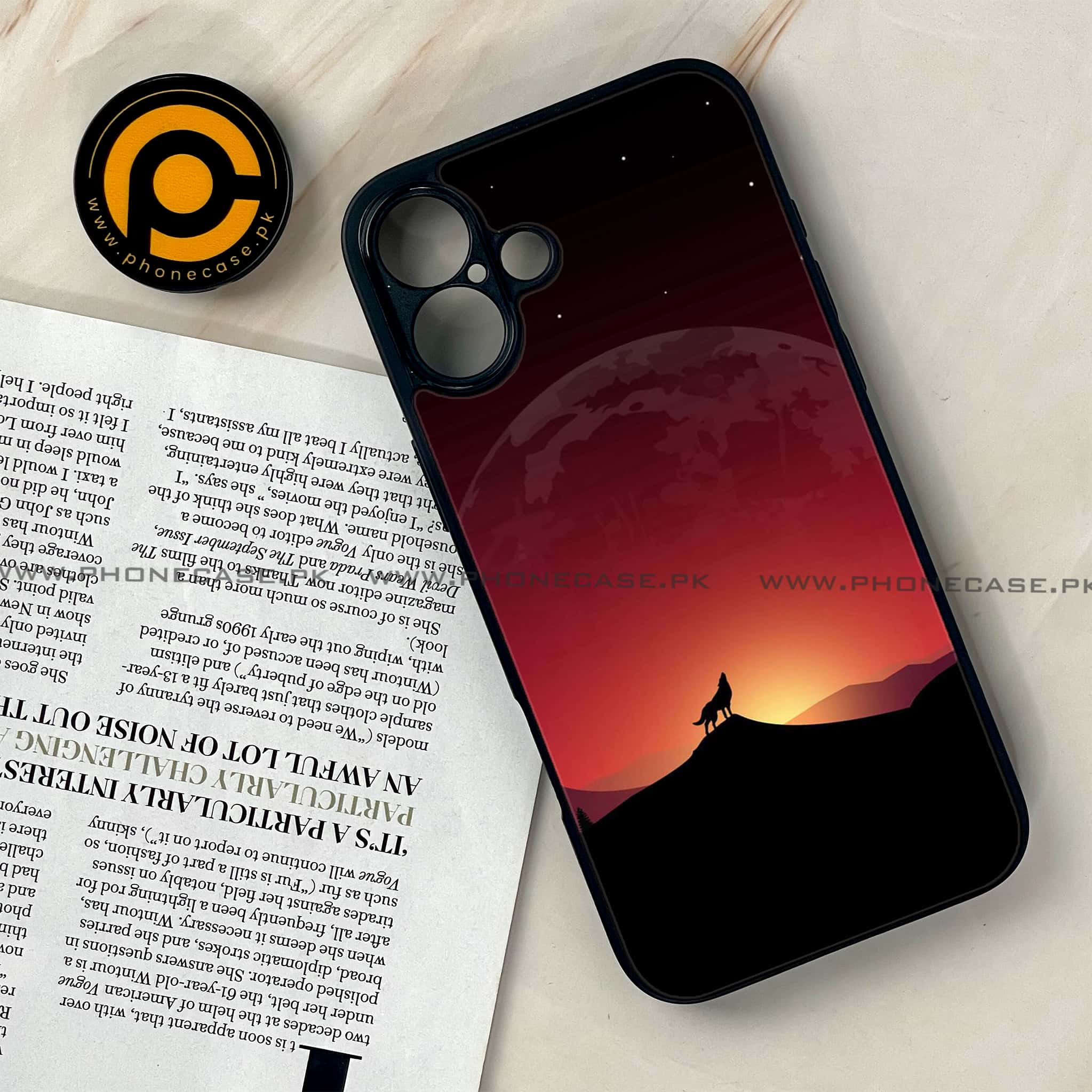 iPhone 16 Plus -     Wolf Series - Premium Metal Printed soft Bumper shock Proof Case