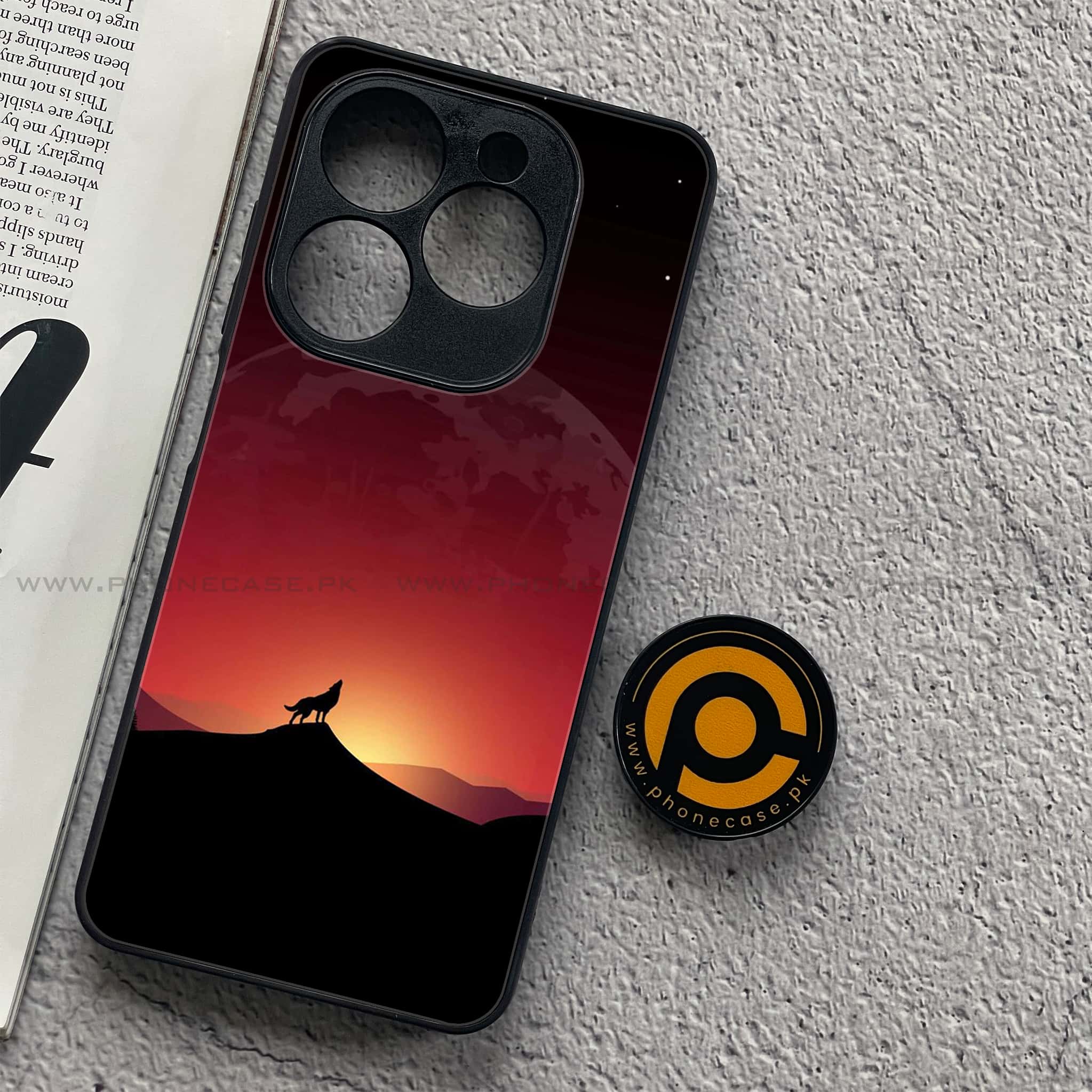 Tecno Spark 20C - Wolf Series - Premium Printed Glass soft Bumper shock Proof Case