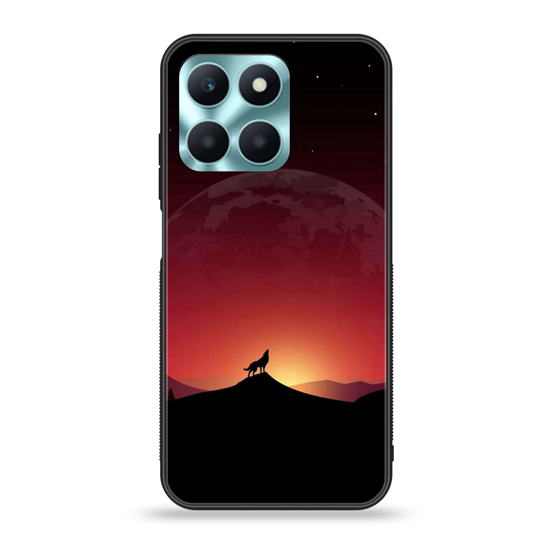 Honor X6a - Wolf Series - Premium Printed Glass soft Bumper shock Proof Case