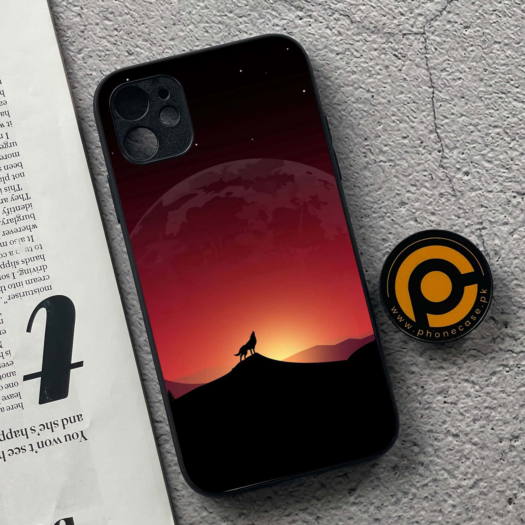 iPhone 11 Wolf Series  Premium Printed Glass soft Bumper shock Proof Case