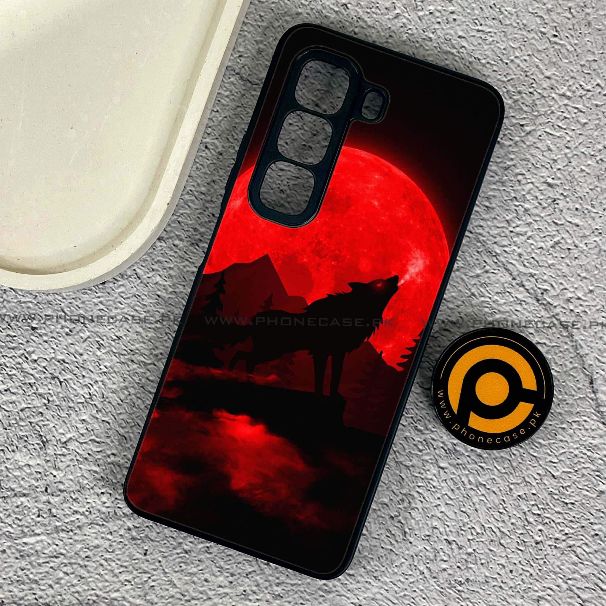 Infinix Hot 50 Pro - Wolf Series - Premium Printed Glass soft Bumper shock Proof Case