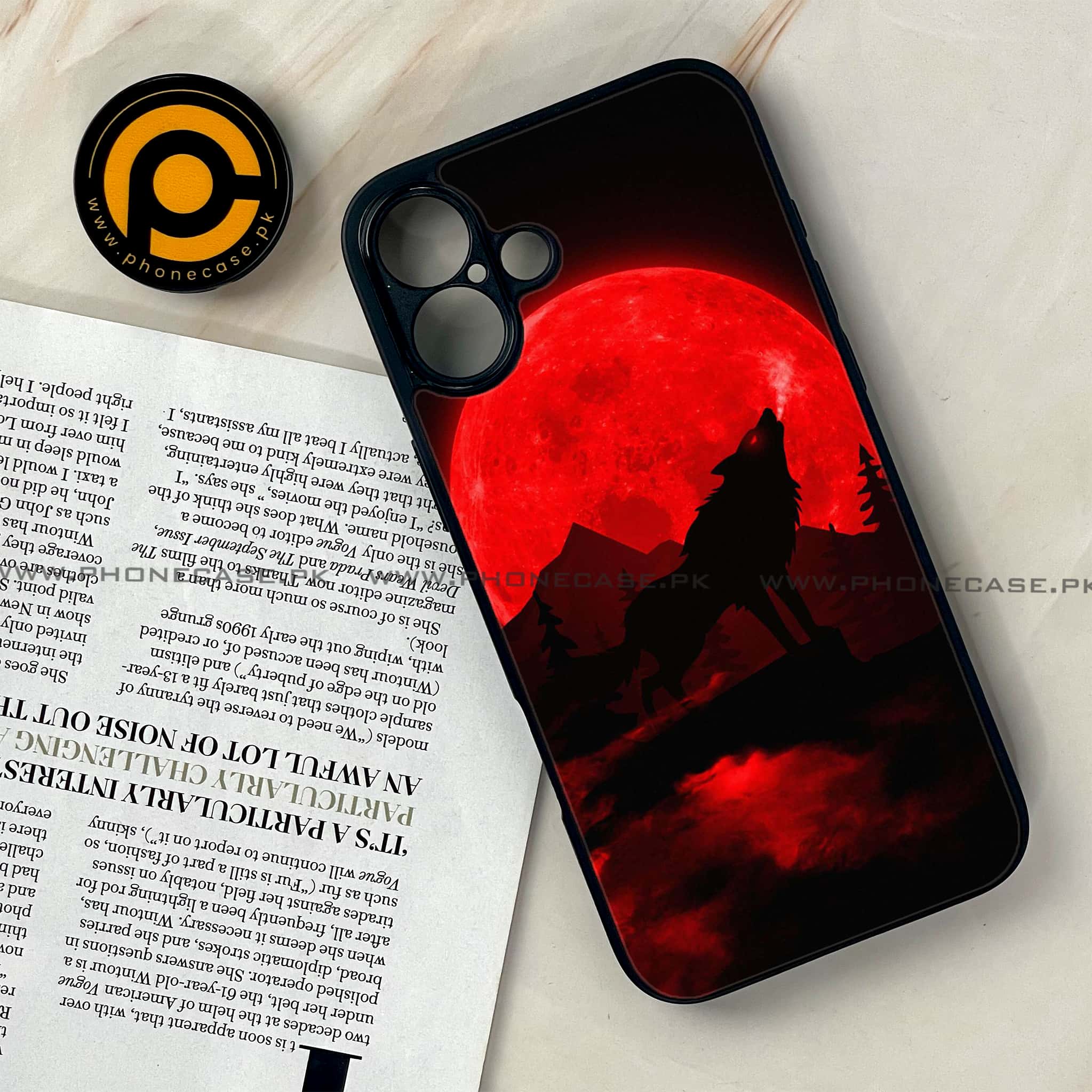 iPhone 16 Plus -     Wolf Series - Premium Metal Printed soft Bumper shock Proof Case