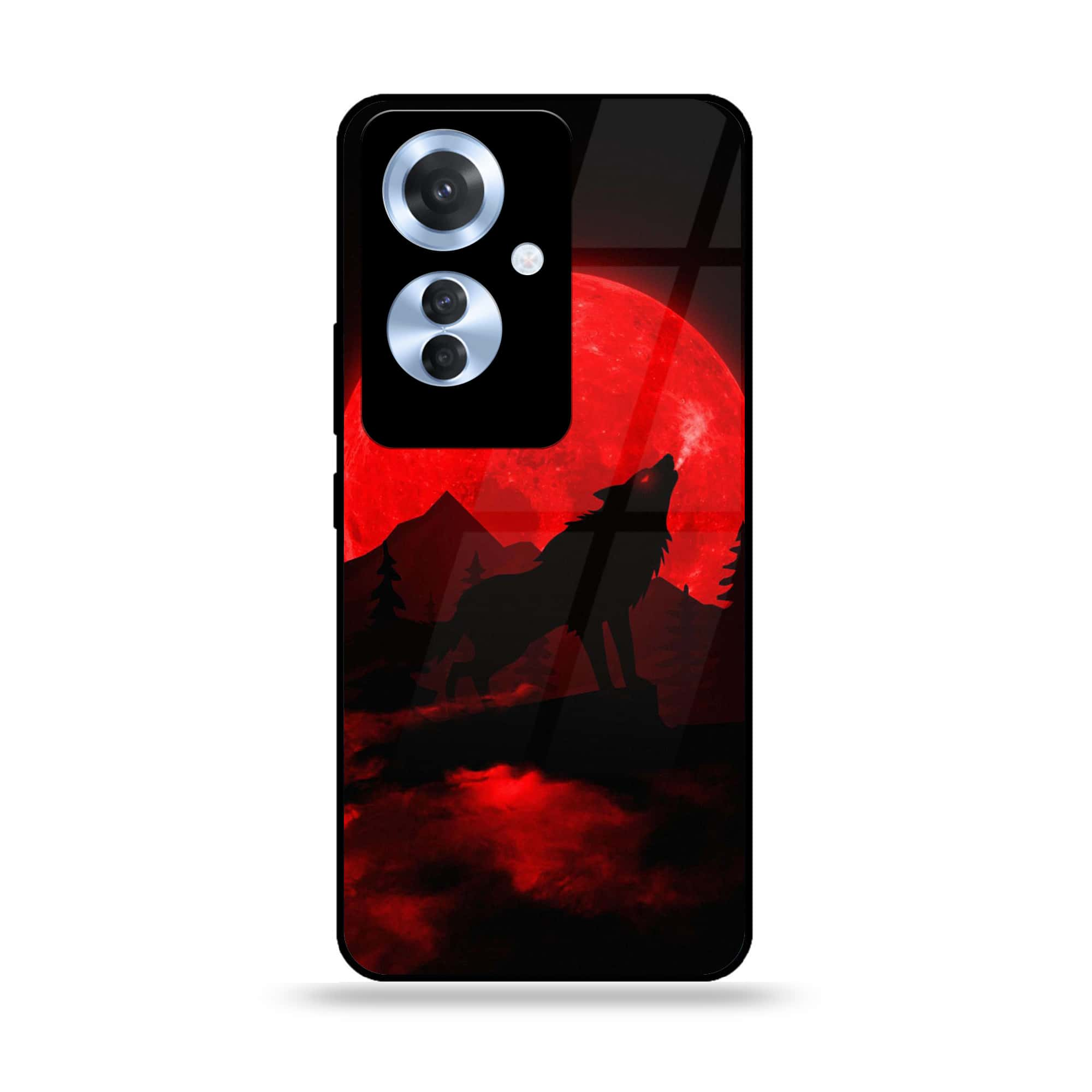 Oppo Reno 11F - Wolf Series - Premium Printed Glass soft Bumper shock Proof Case