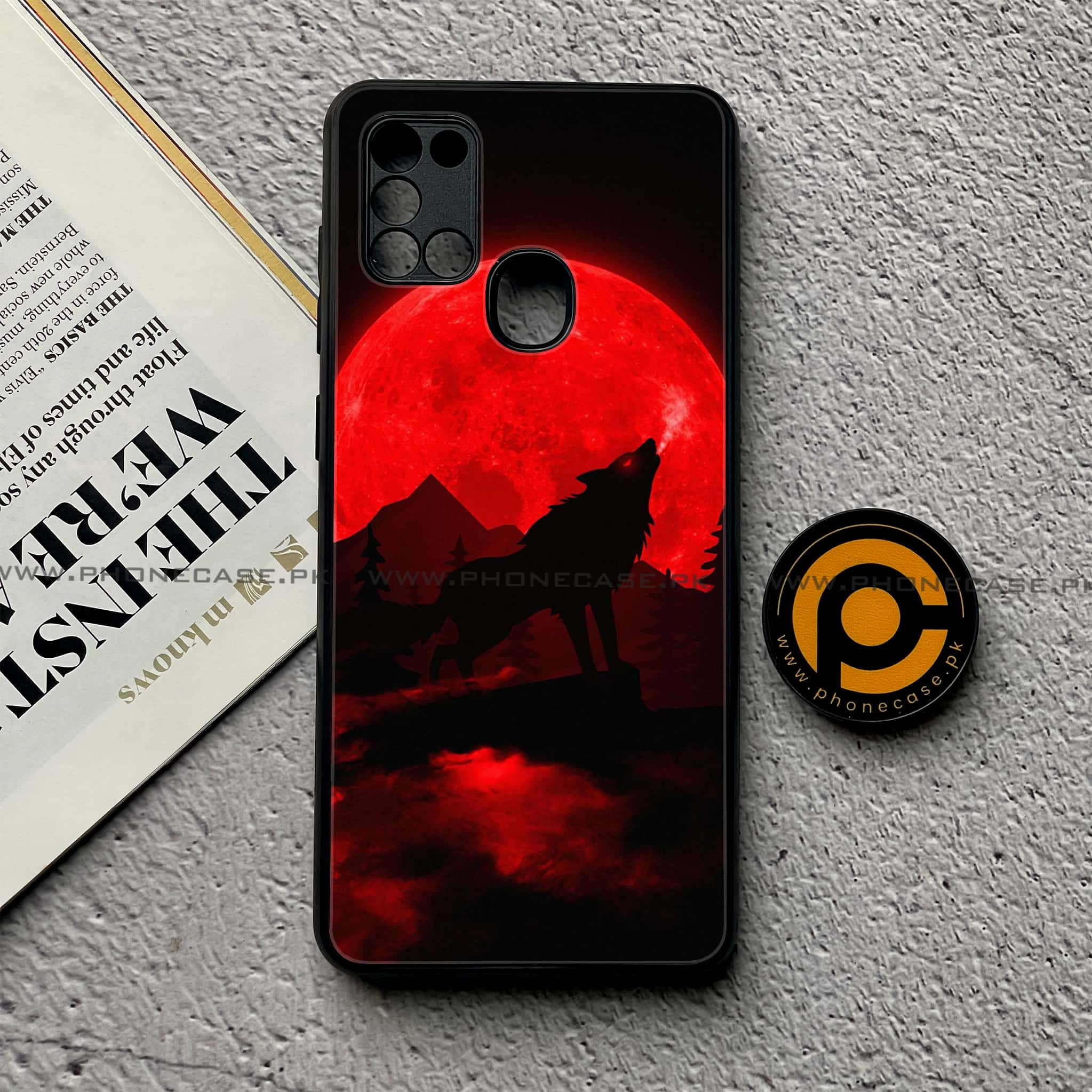 Samsung Galaxy A21s - Wolf Series - Premium Printed Glass soft Bumper shock Proof Case