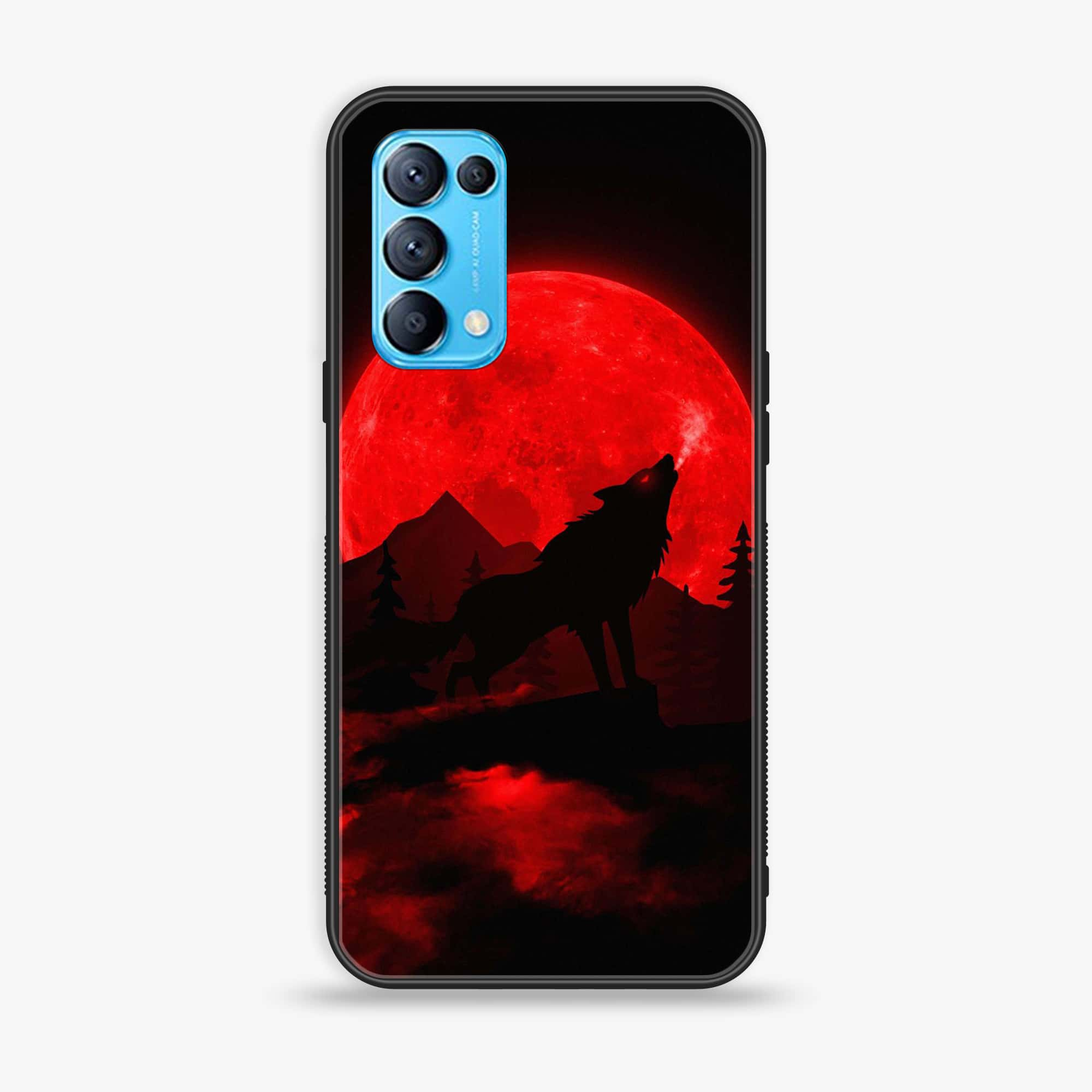 Oppo Reno 5 Wolf Series  Premium Printed Glass soft Bumper shock Proof Case