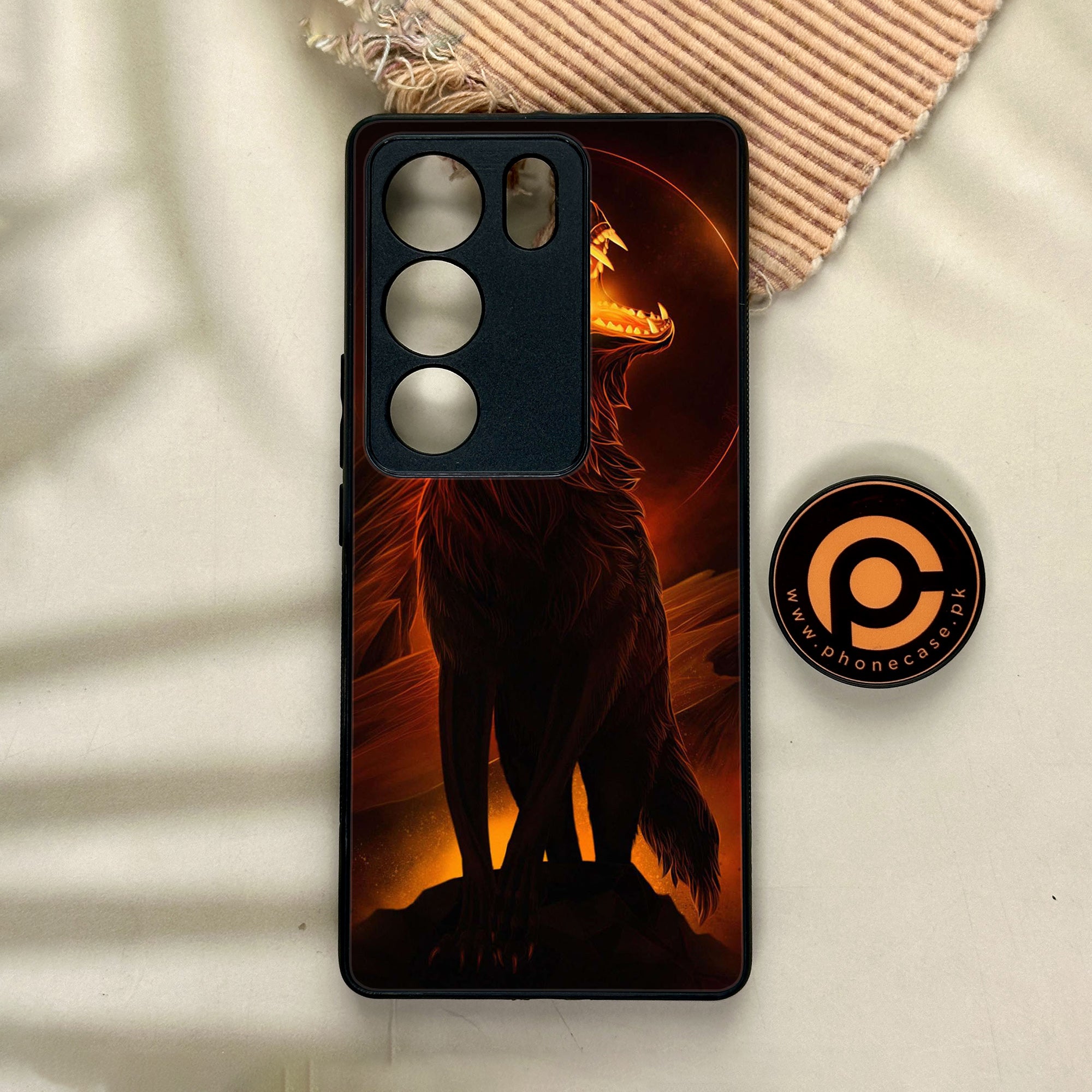 Vivo V29 - Wolf Series - Premium Printed Glass soft Bumper shock Proof Case
