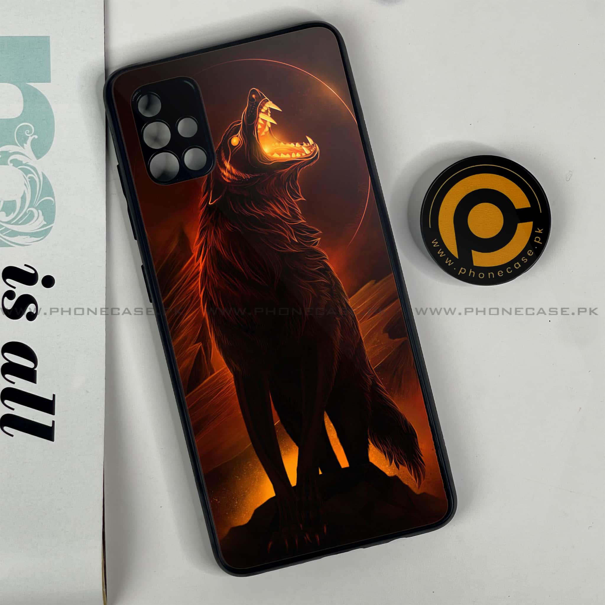Samsung Galaxy A51 Wolf Series Premium Printed Glass soft Bumper shock Proof Case